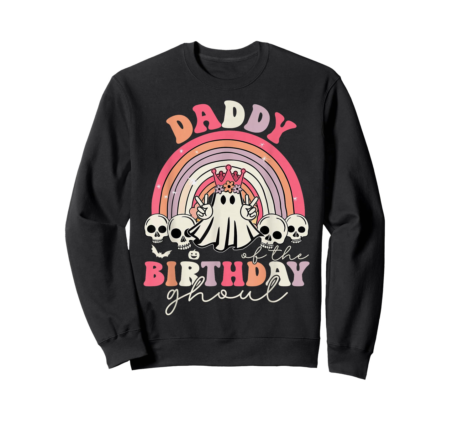 Daddy Of The Birthday Ghoul Rainbow Ghost Halloween Bday T-Shirt