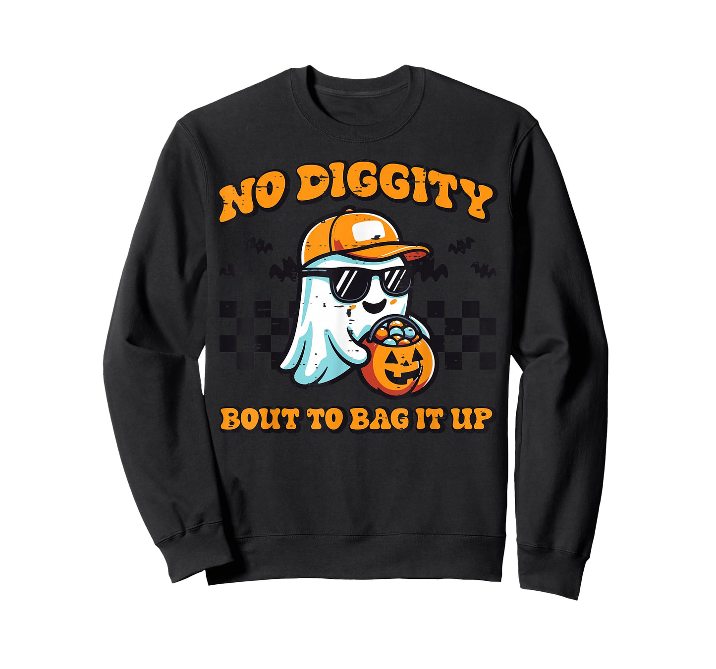 Halloween Ghost No Diggity Retro Costume Boys Kids Men Women T-Shirt
