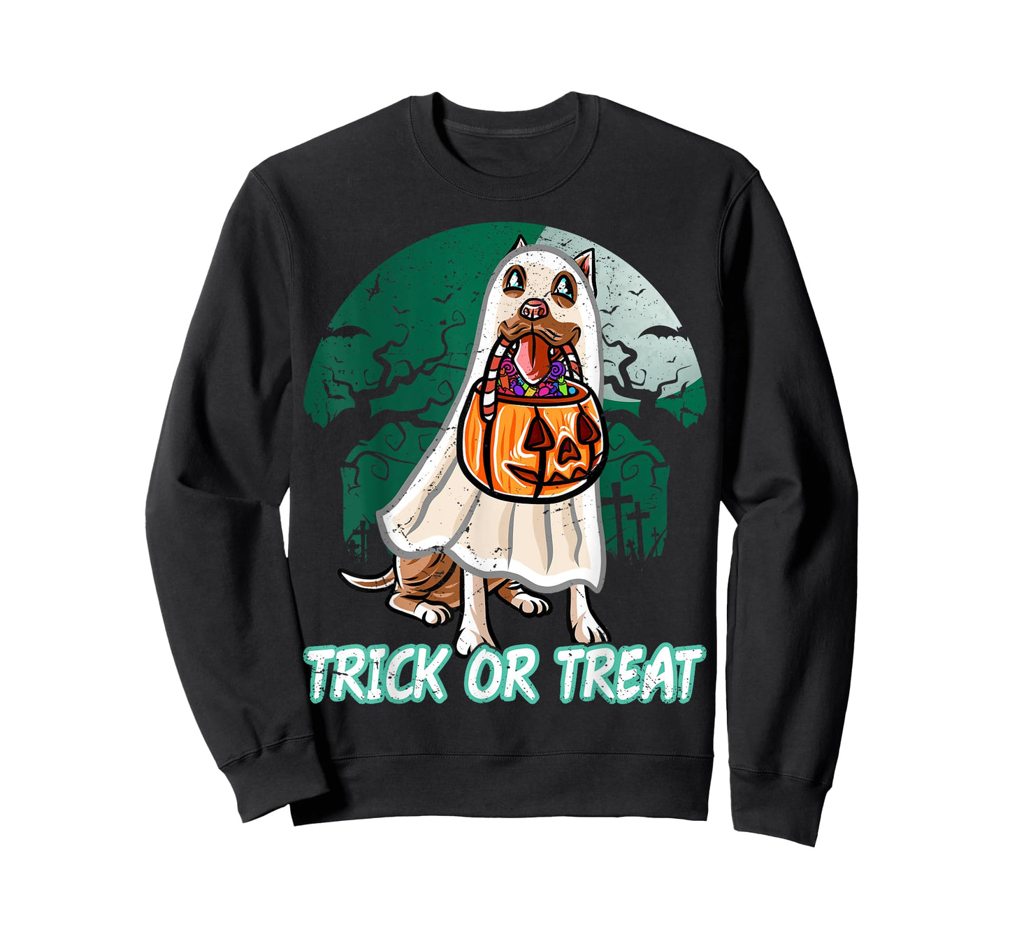 Pitbull Pittie Happy Halloween Costume Ghost T-Shirt