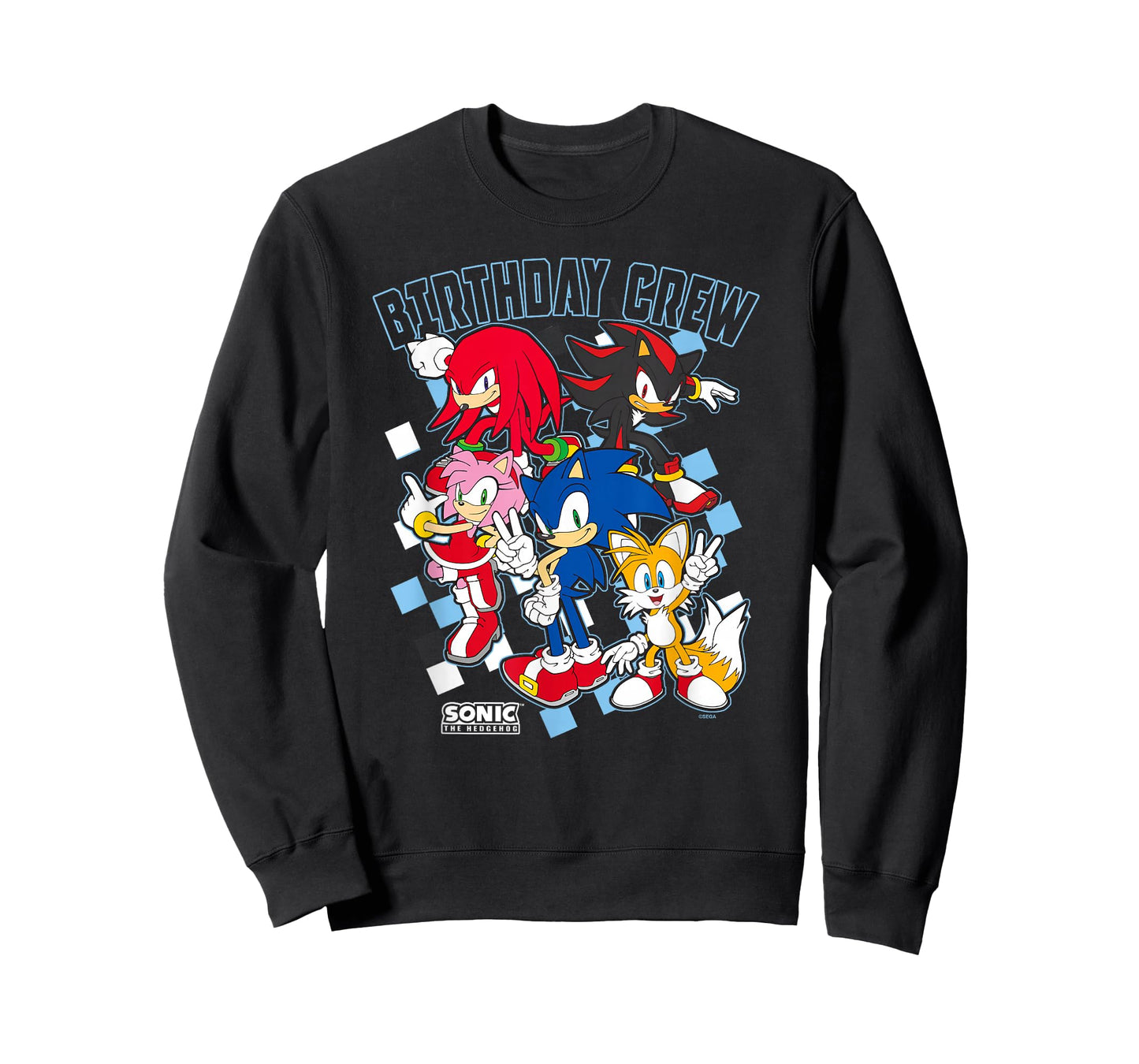 Sonic The Hedgehog Birthday Cre Group Shot Big Chest Logo T-Shirt