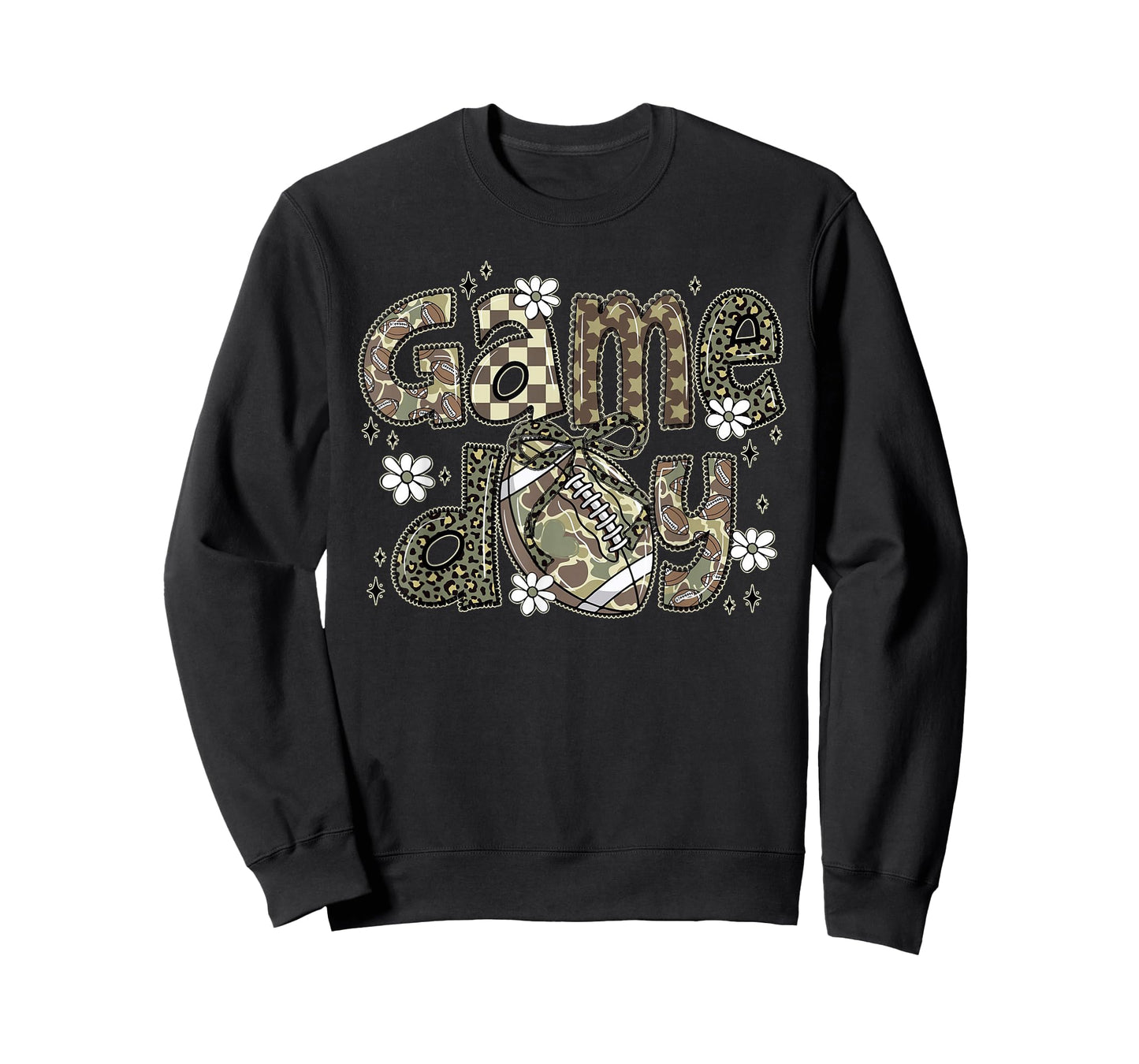 Camo Coquette Bow Football Season Camo Game Day Fall Autumn T-Shirt