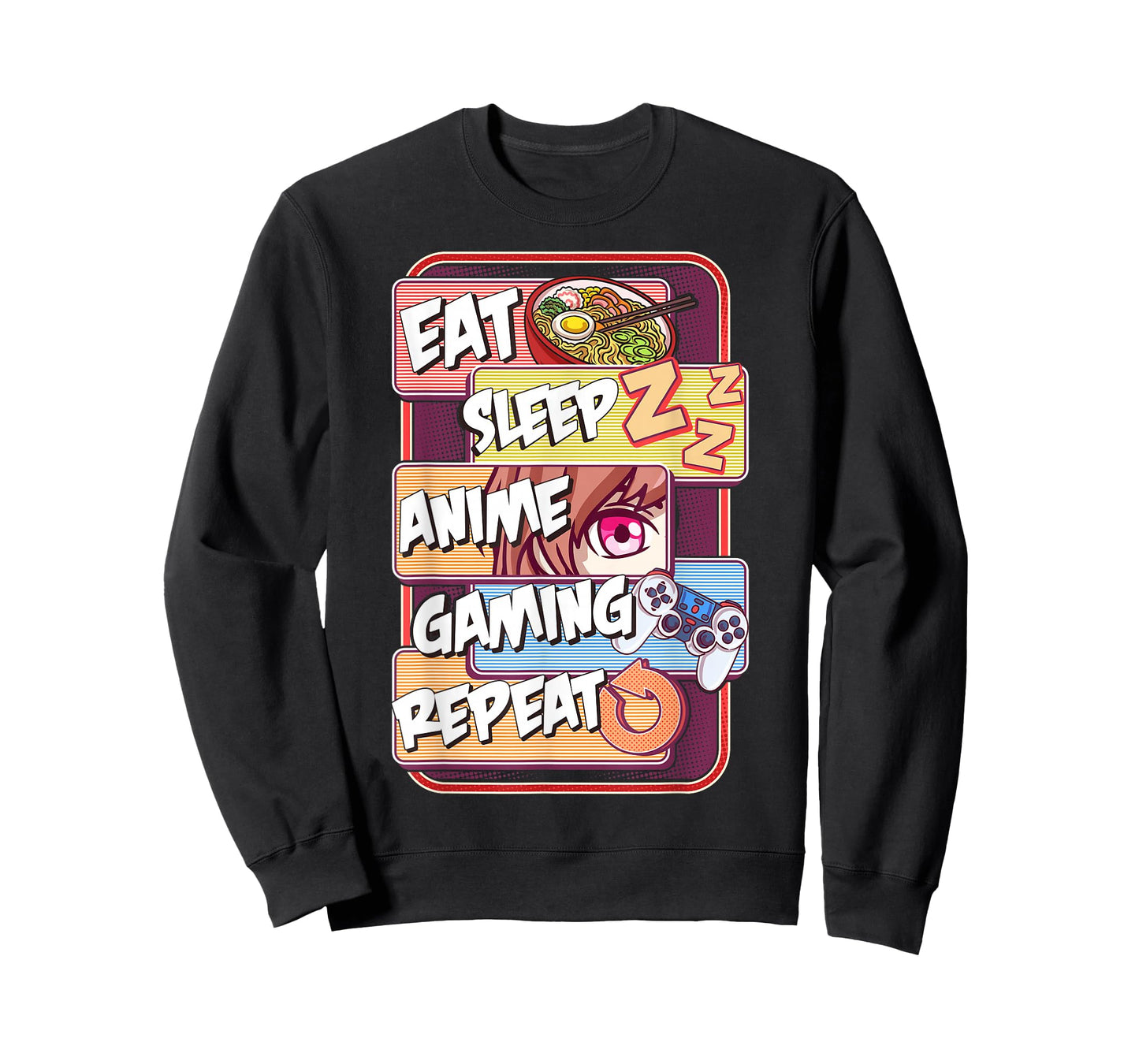 Kawaii Eat Sleep Anime Gaming Repeat T-Shirt