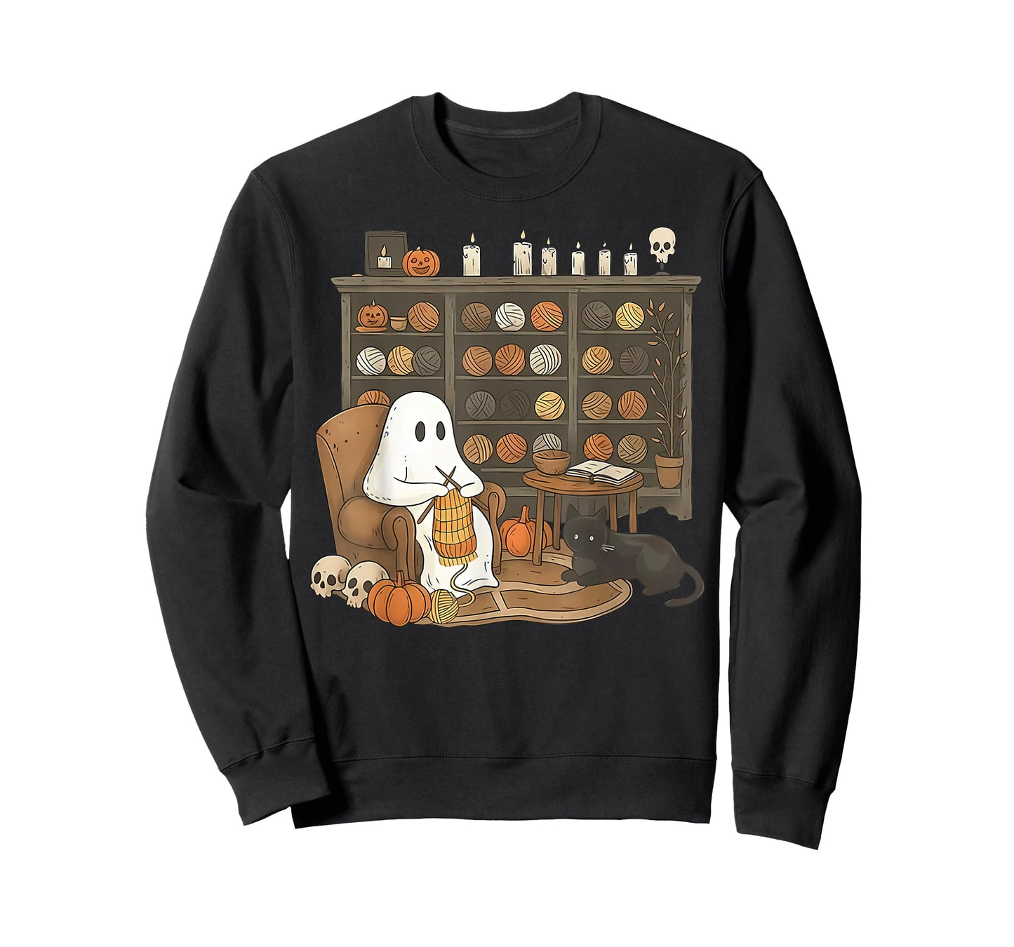 Retro Boo Ghost Yarn Crochet Knitting Halloween Spooky T-Shirt
