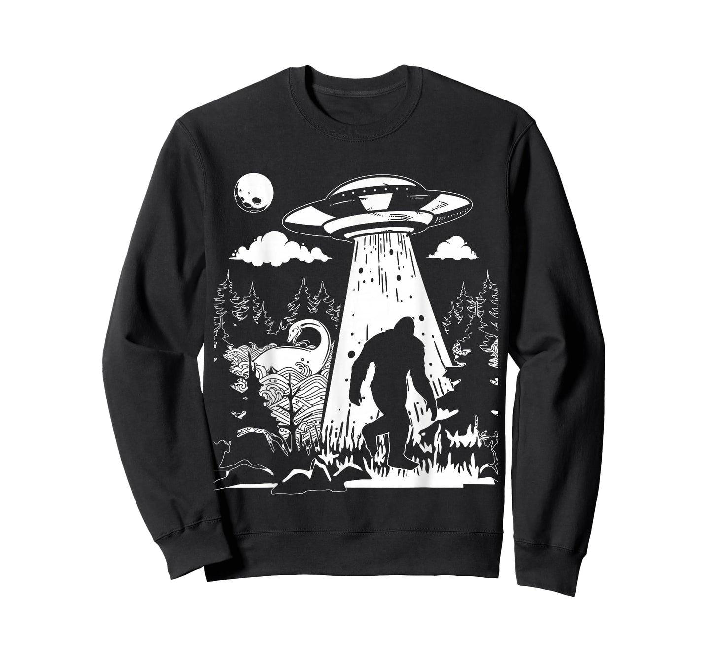 Vintage Alien with Bigfoot & Loch Ness Monster Cryptozoology T-Shirt