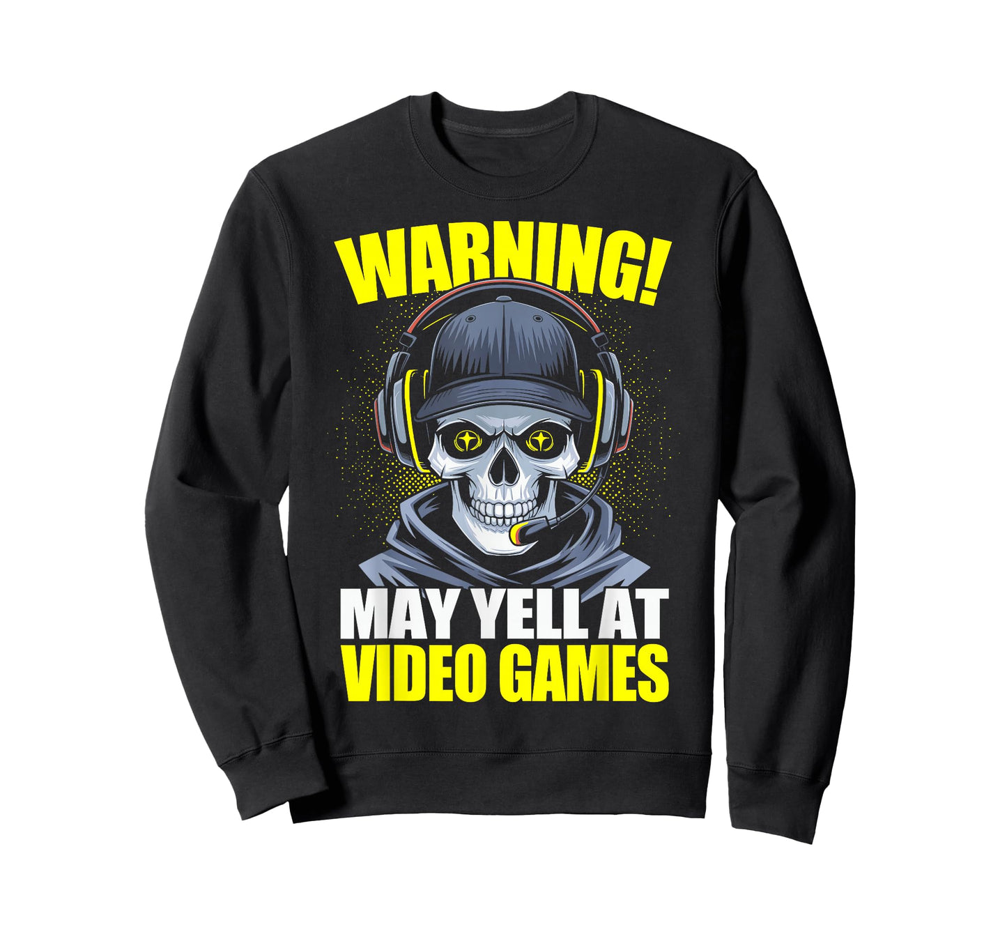 Funny Gaming Warning May Yell At Video Games Gamer Skeleton Gaming Video Games T-Shirt