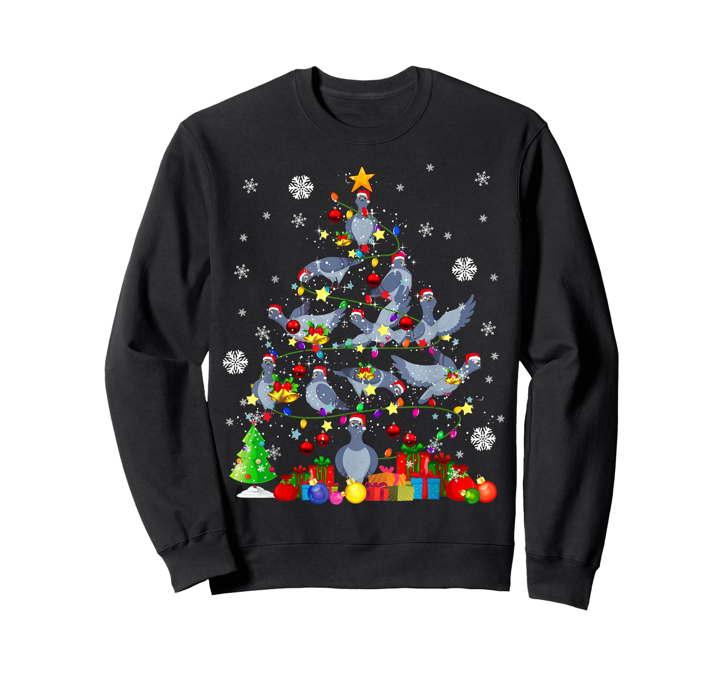 Christmas Tree Light Santa Pigeon Bird Lover T-Shirt