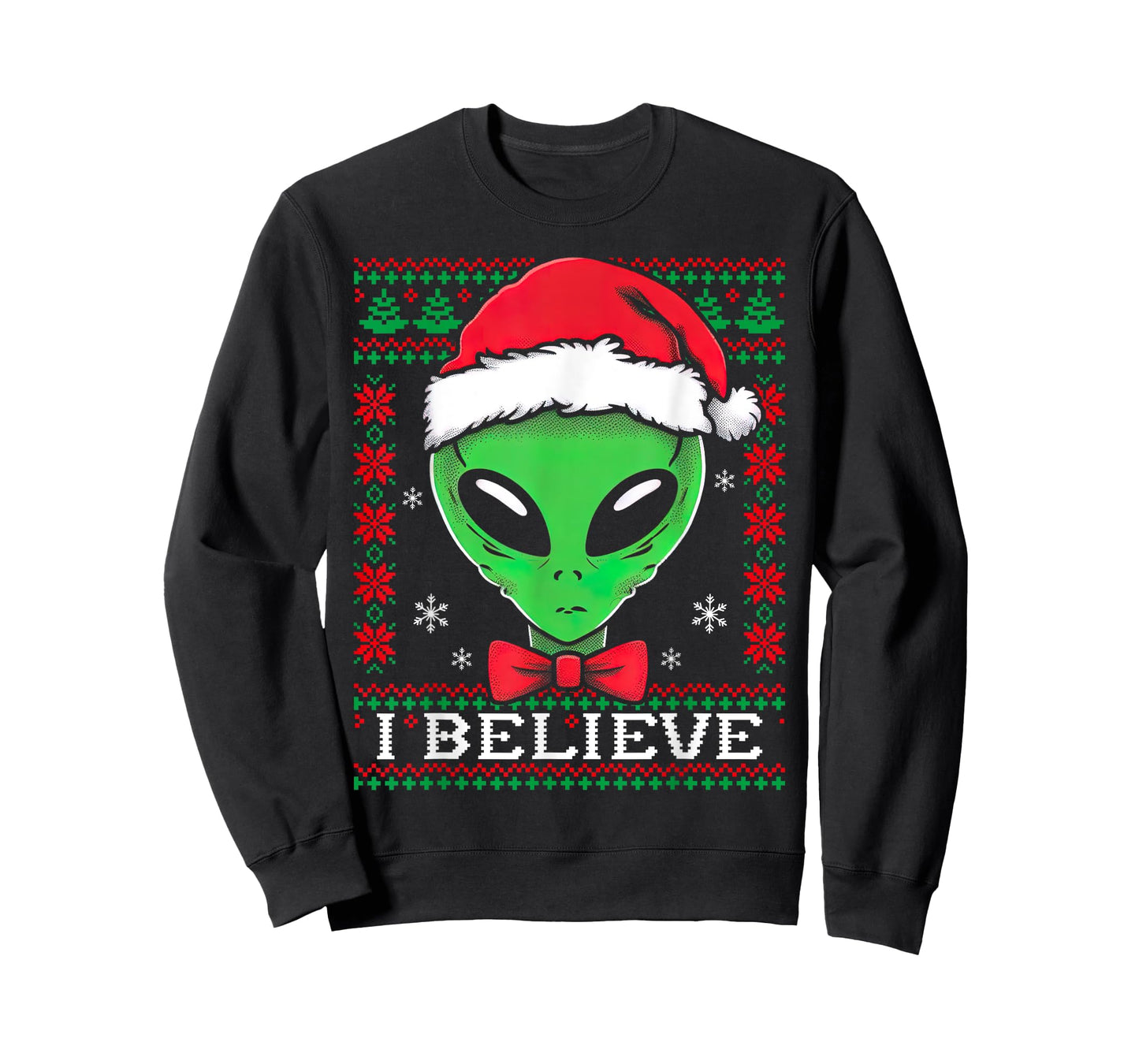 Festive UFO santa Alien Ugly Sweater Christmas Sci-Fi Lovers T-Shirt