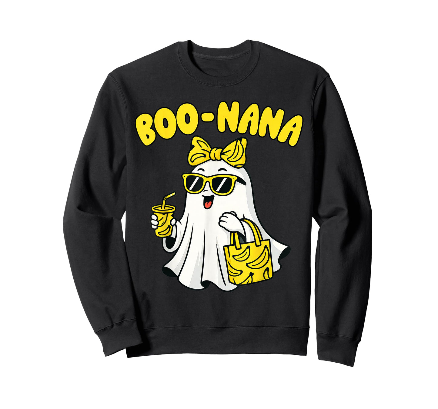 Boo Nana Funny Spooky Banana Ghost Bow Coquette Halloween T-Shirt