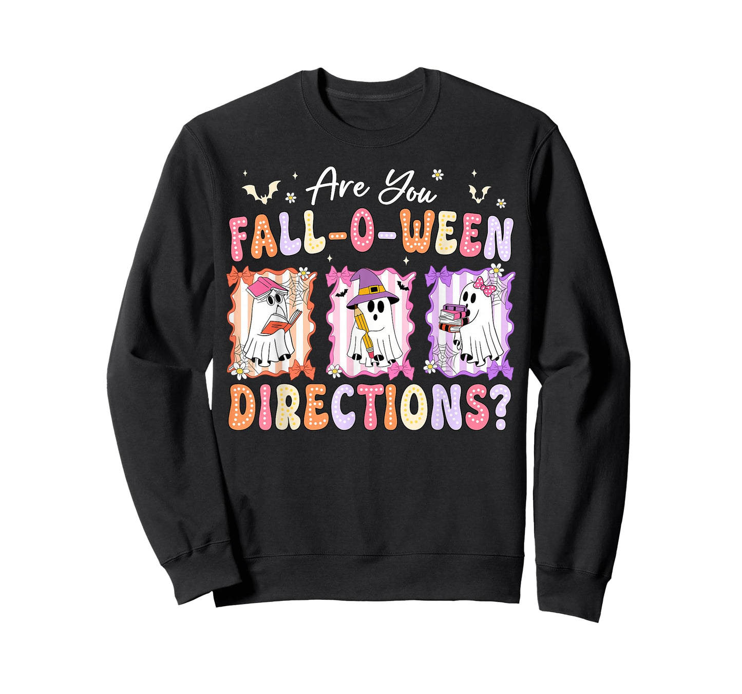 Retro are You Fall O Ween Directions Teacher Halloween Ghost T-Shirt