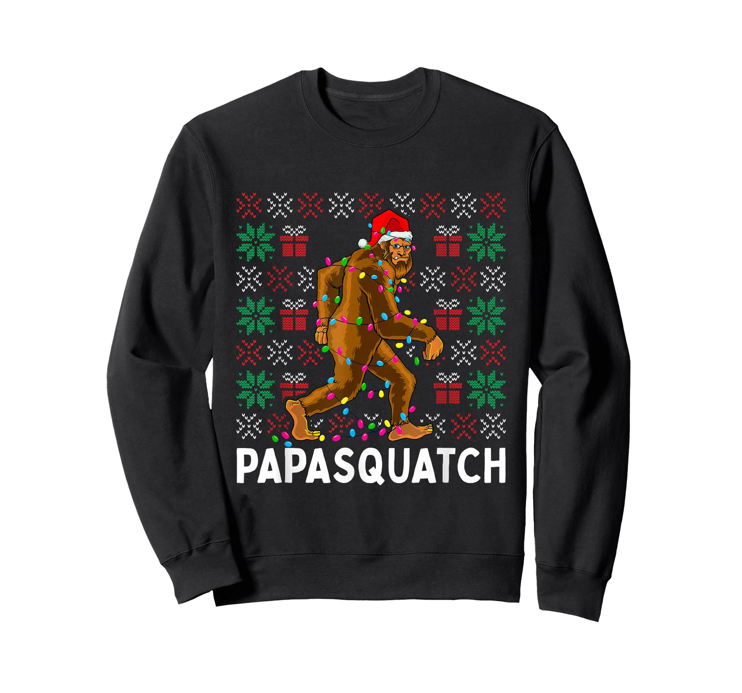 PapaSquatch Bigfoot Santa Ugly Christmas Pajamas Dad Papa T-Shirt