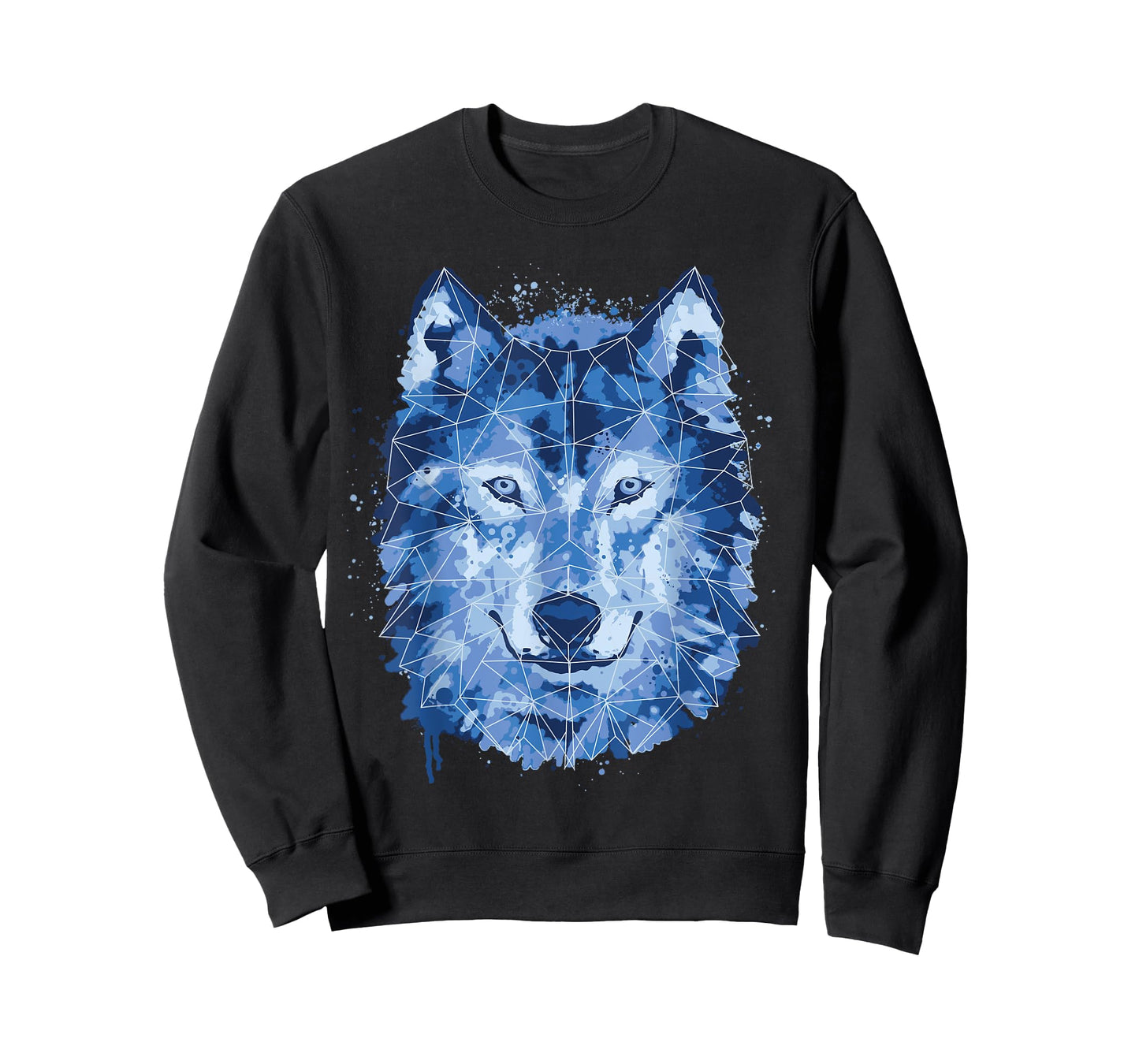Wolf Animal Blue Watercolor Wolves Polygon Husky Dog Lover T-Shirt