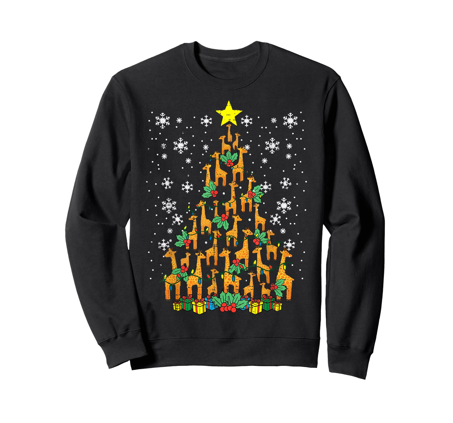 Giraffe Christmas Tree Xmas Zoo Animal Boys Kids Men Women T-Shirt