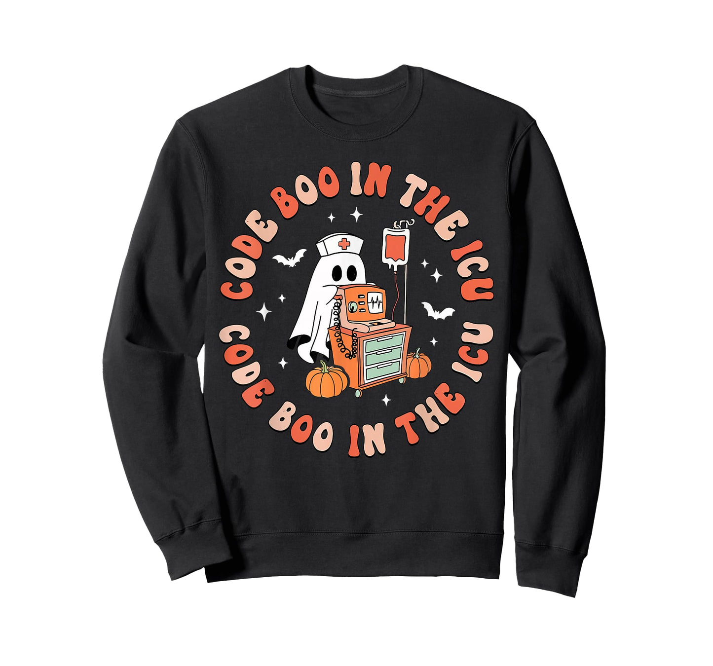 Retro Halloween Micu Sicu RN Nurse Ghost Code Boo in The ICU T-Shirt