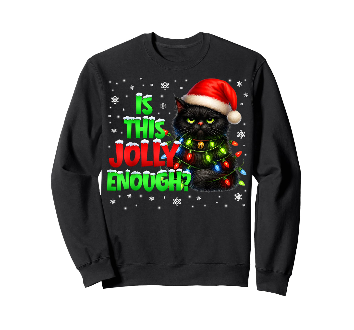 is This Jolly Enough Black Cat Pjs Christmas Xmas Men Women T-Shirt