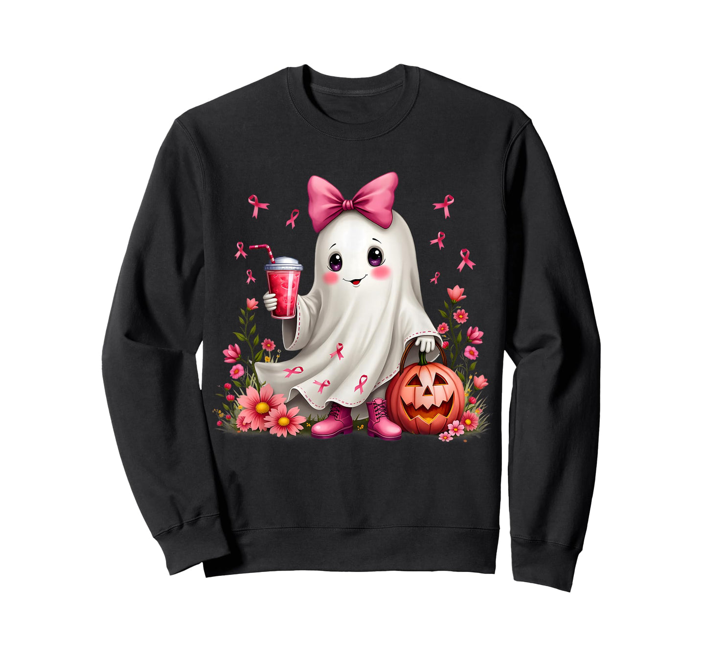 In October We Wear Pink Ghost Breast Cancer Awareness T-Shirt