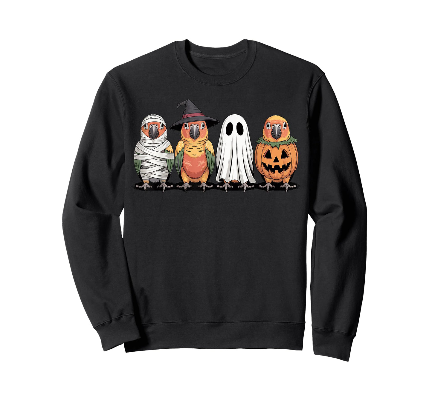 Spooky Ghost Sun Conure Bird Pumpkin Halloween Skeleton T-Shirt