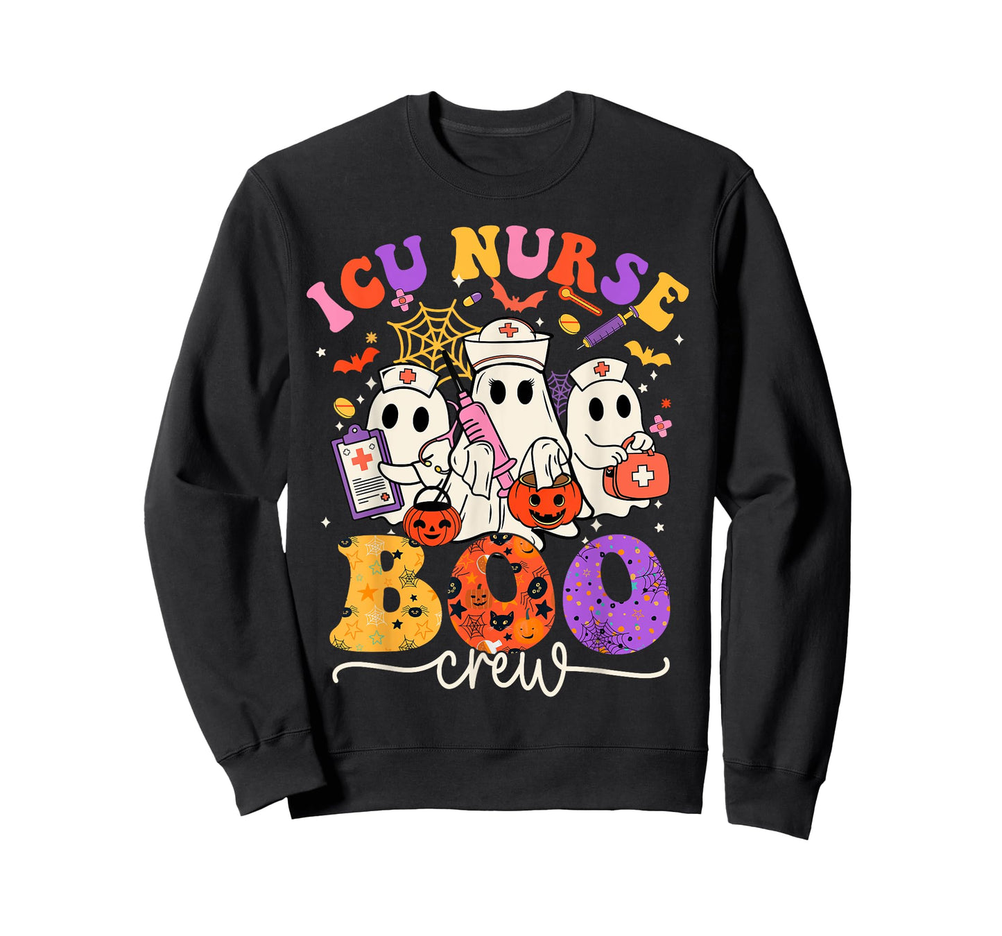 ICU Boo Crew Costume Funny Nurse Ghost Halloween T-Shirt