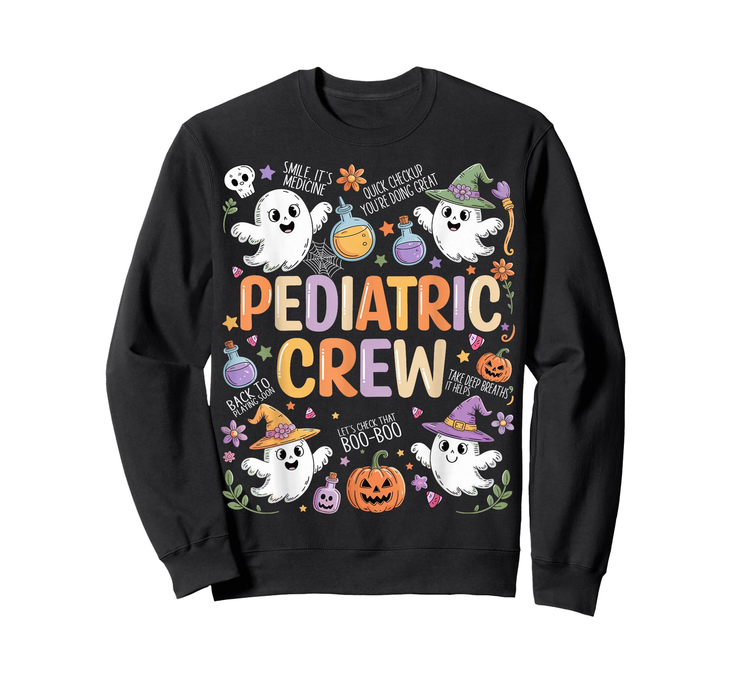 Pediatric Crew Spooky Ghost Peds Nurse Halloween Costume T-Shirt
