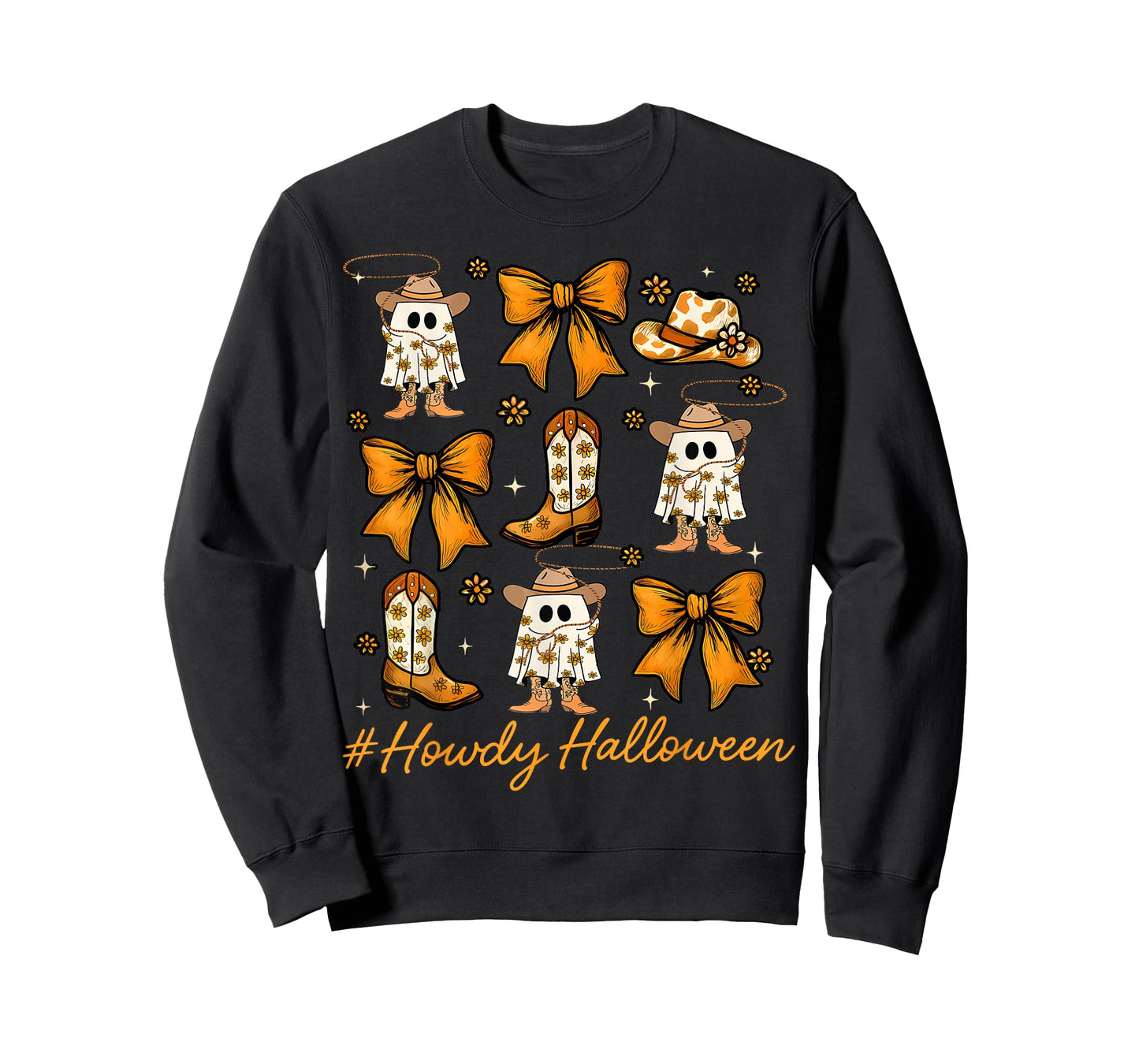 Retro Howdy Halloween Coquette Bow Pumpkin Ghost Spooky Boo T-Shirt