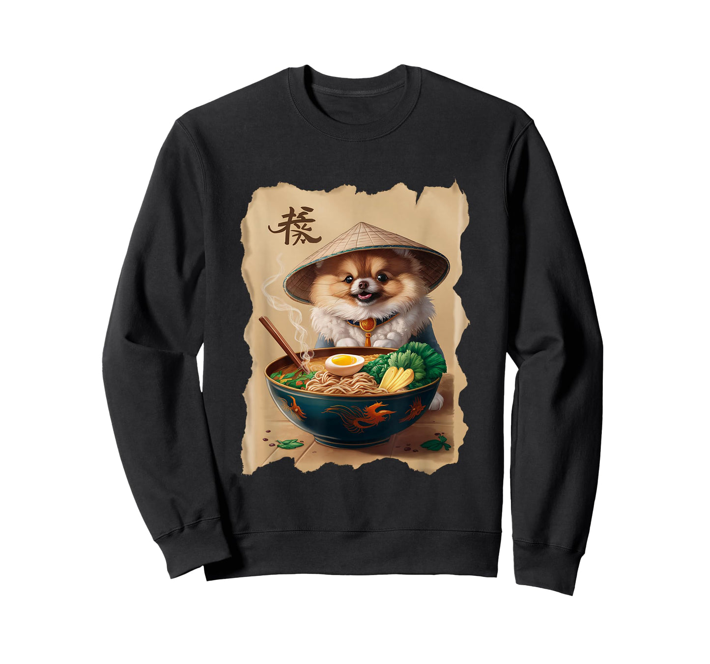 Men Woman Kawaii Eating Ramen Japanese Pomeranian T-Shirt