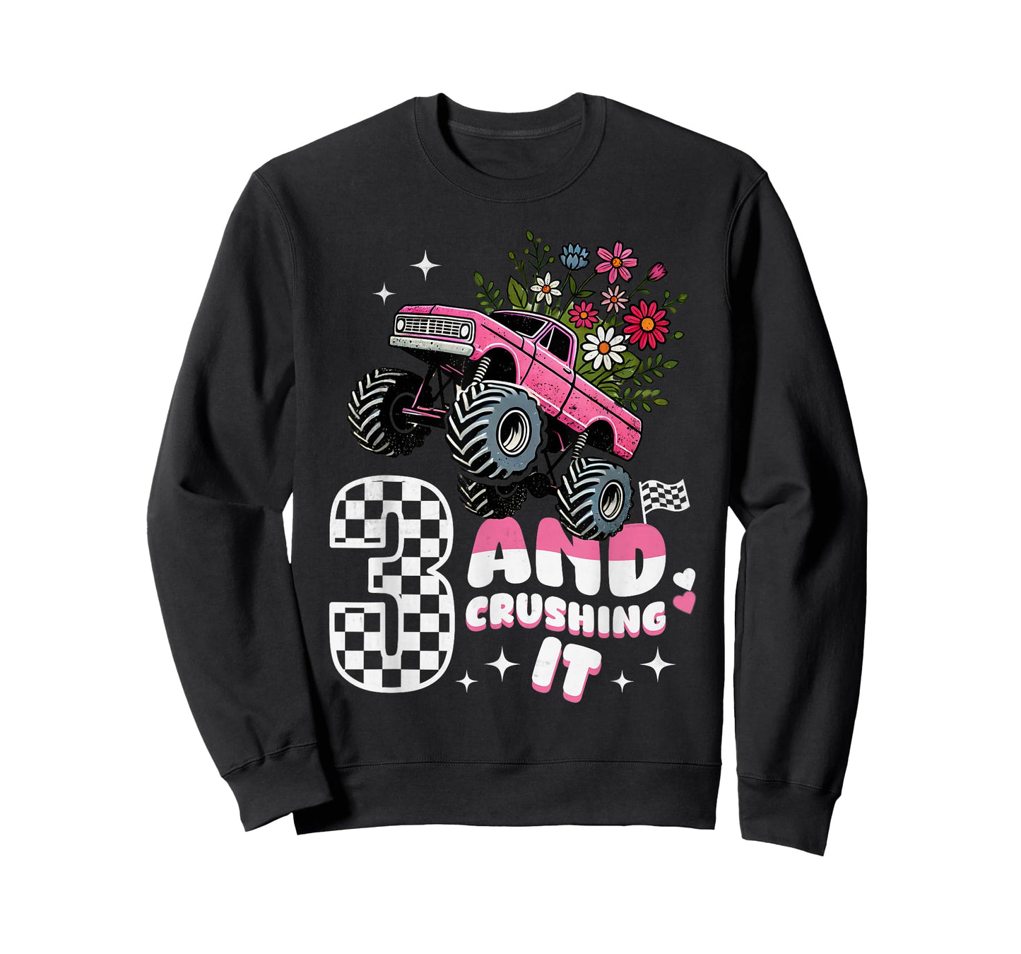 Girls Monster Truck 3rd Birthday Party 3 & Crushing It Kids T-Shirt