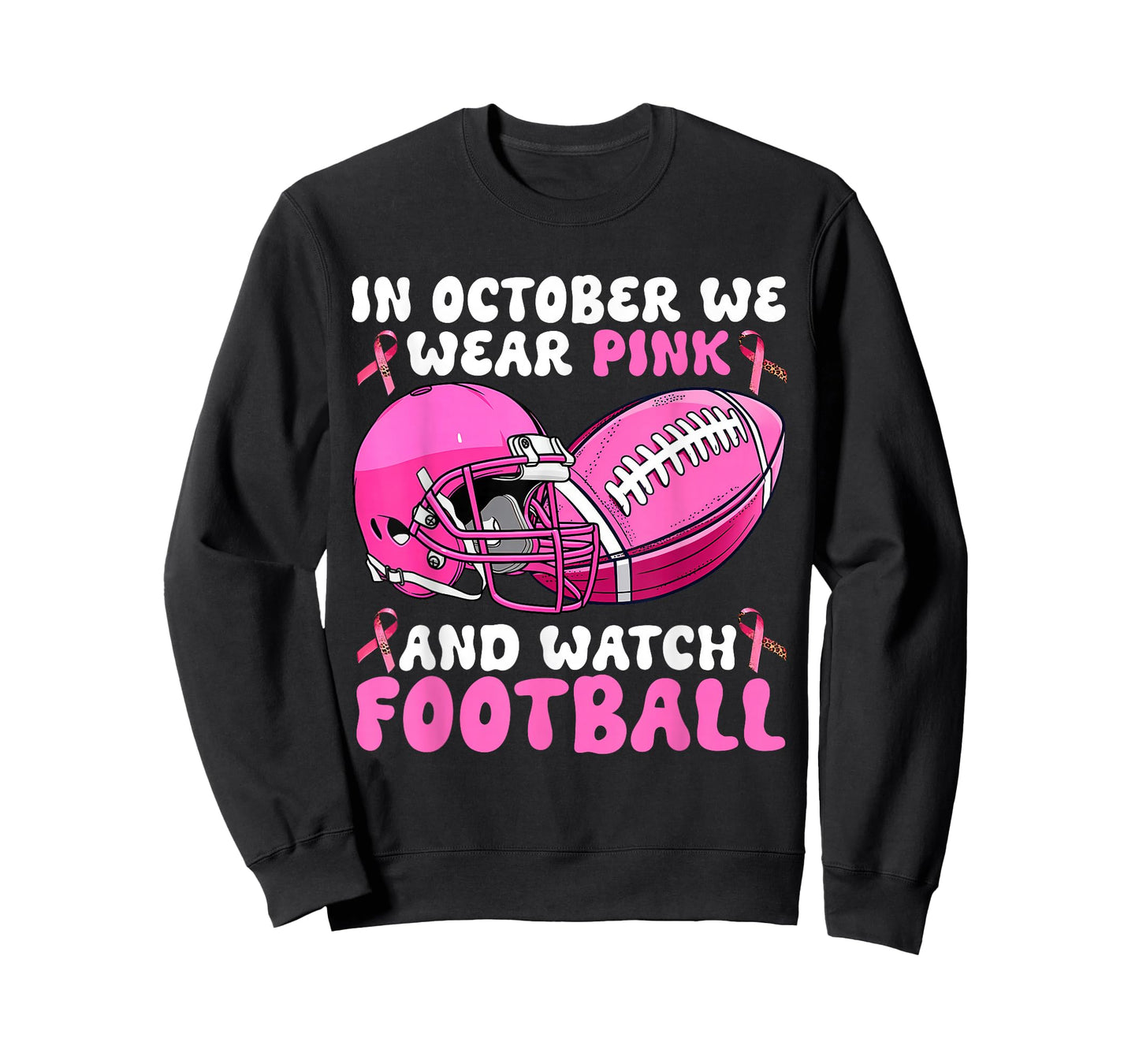 In October We Wear Pink Football Breast Cancer Awareness T-Shirt