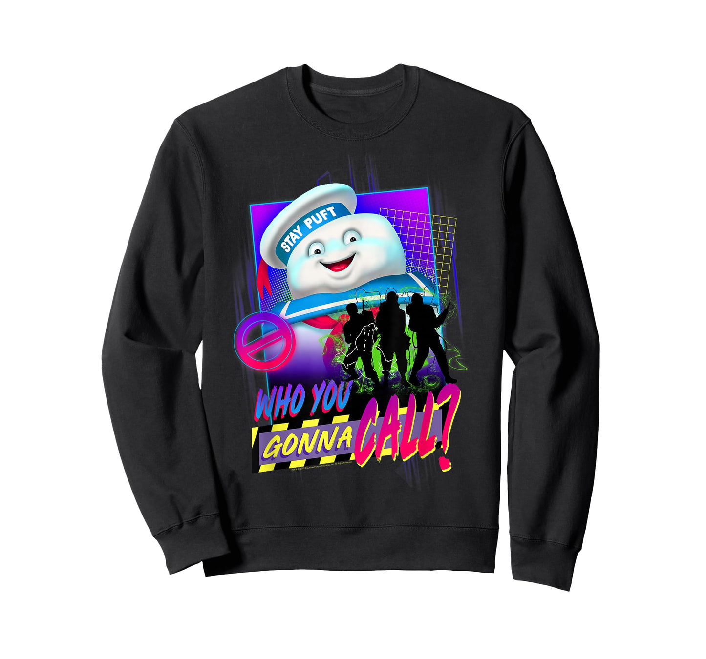 Ghostbusters Who You Gonna Call? Retro Neon Poster T-Shirt