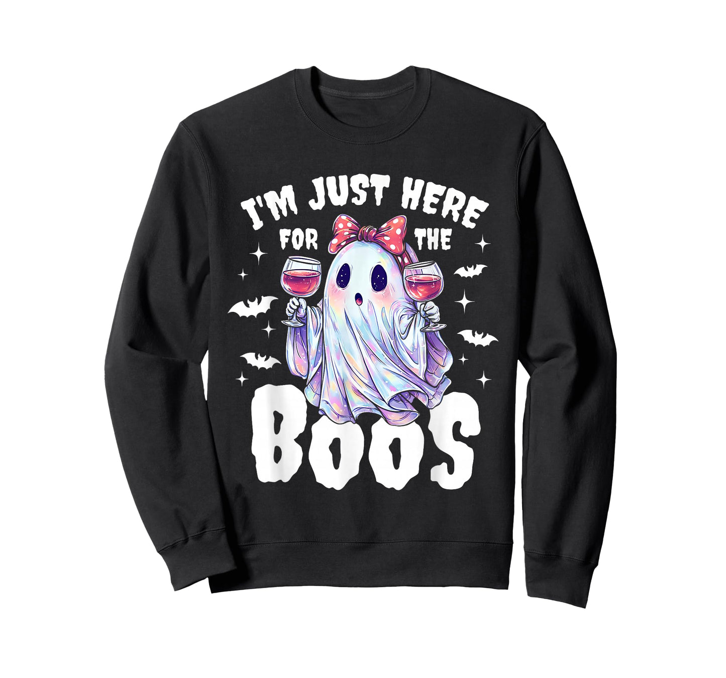 Cute Ghost Wine Halloween Design T-Shirt