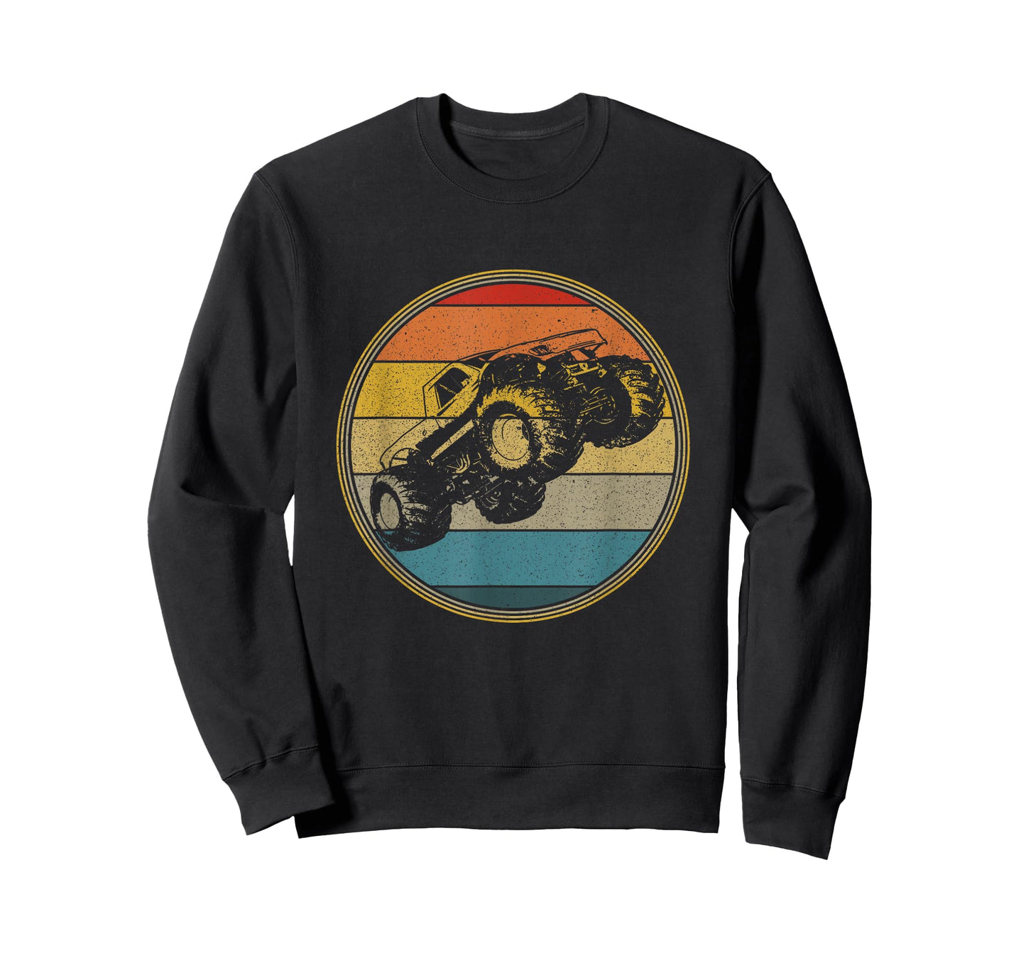 Monster Truck Vintage Retro Style Sun Design T-Shirt