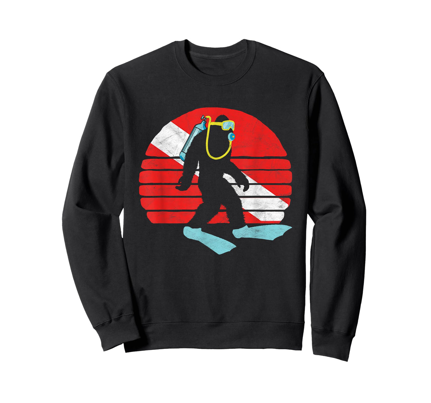 Vintage Funny Bigfoot SCUBA Diving Retro Dive Flag T-Shirt