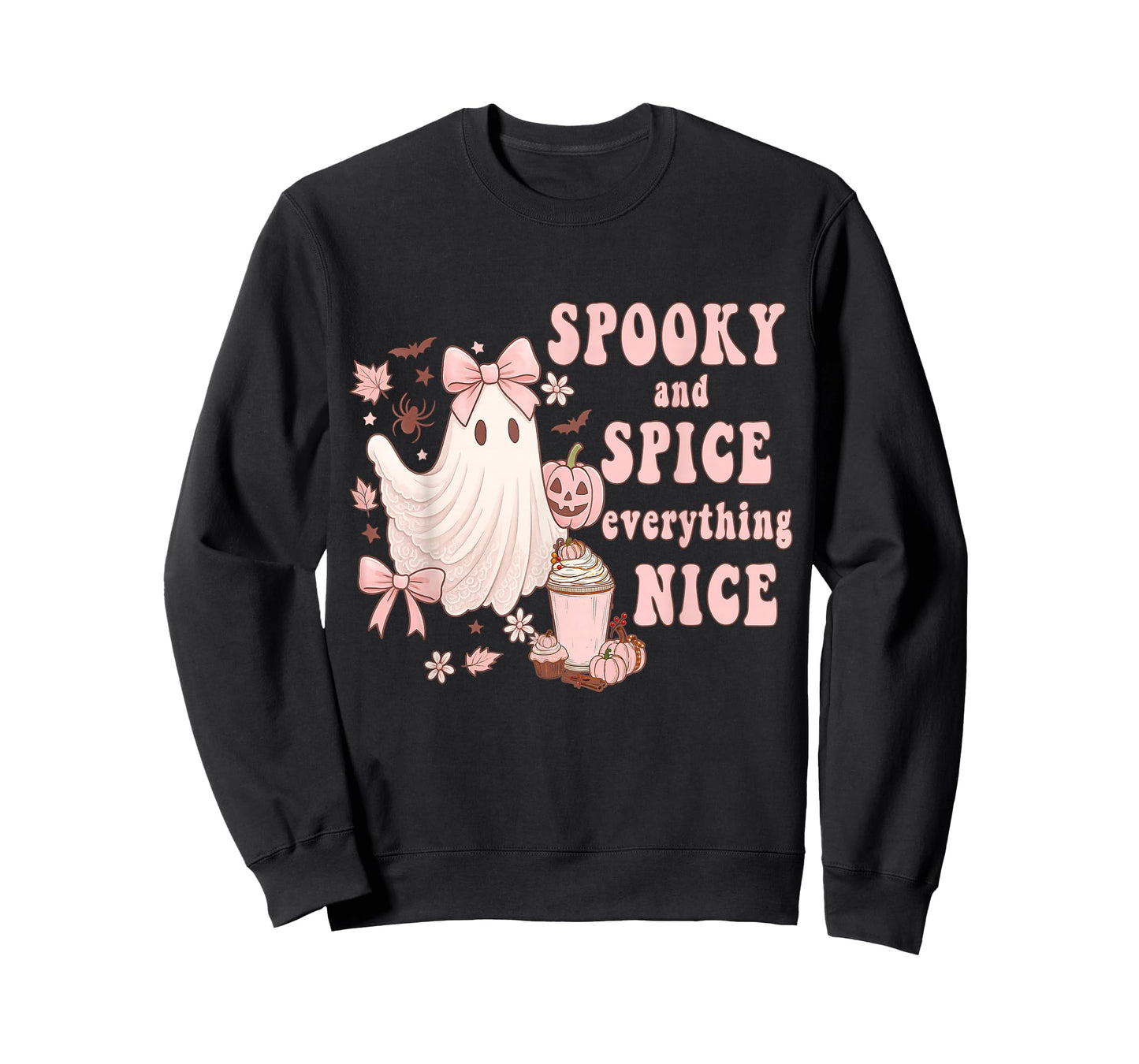 Spooky and Spice Everything Nice Pink Ghost Halloween T-Shirt