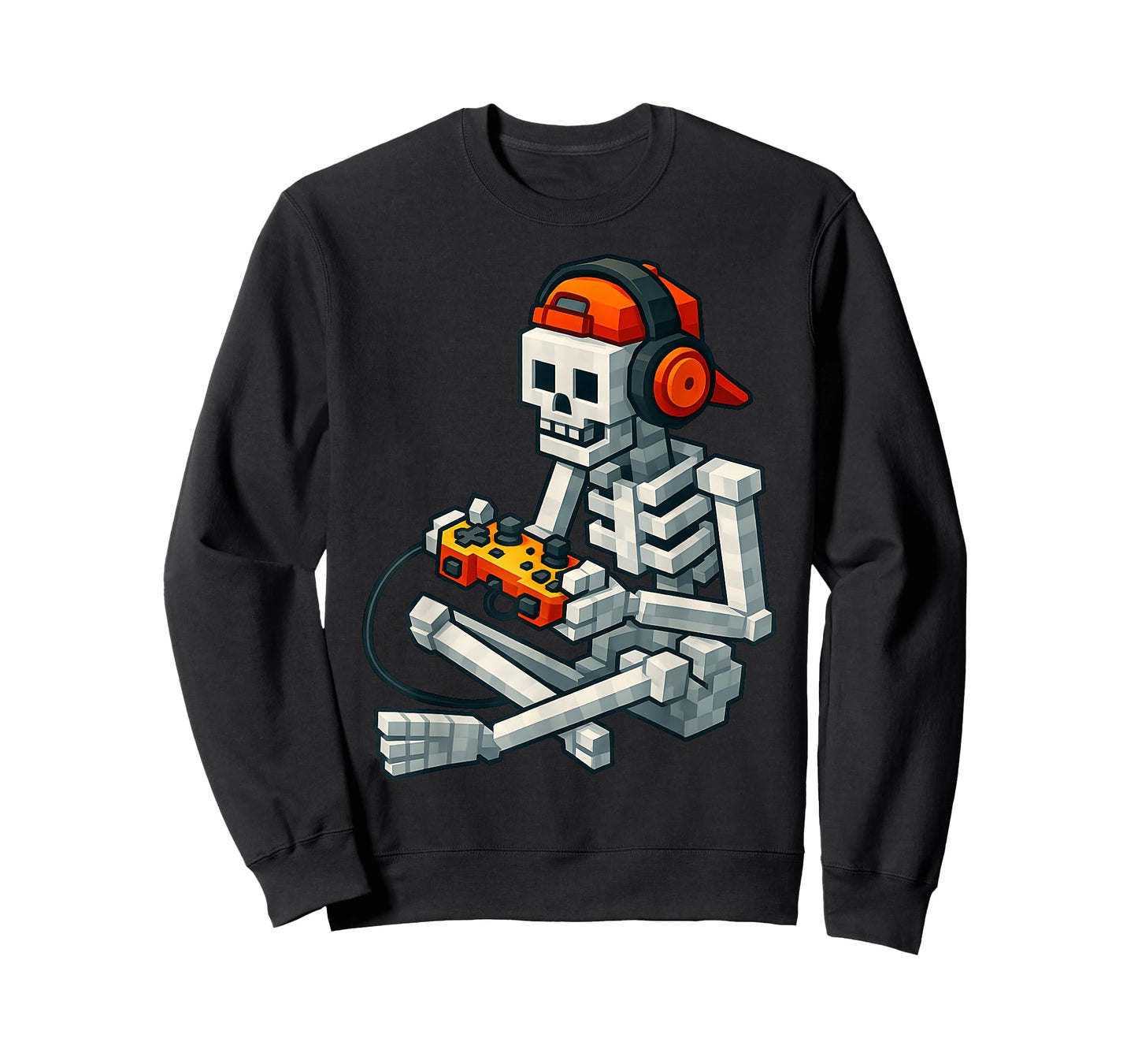Halloween Skeleton Gamer Pixel Video Gaming Boys Men Kids T-Shirt