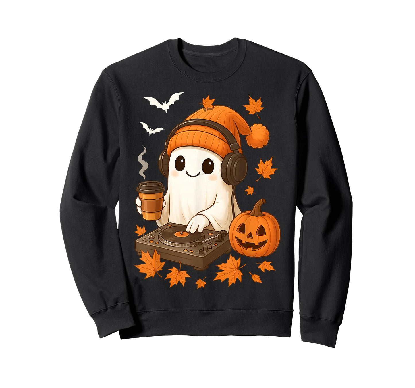 EDM Halloween Music Ghost DJ Rave Cute Beanie Ghost Coffee T-Shirt