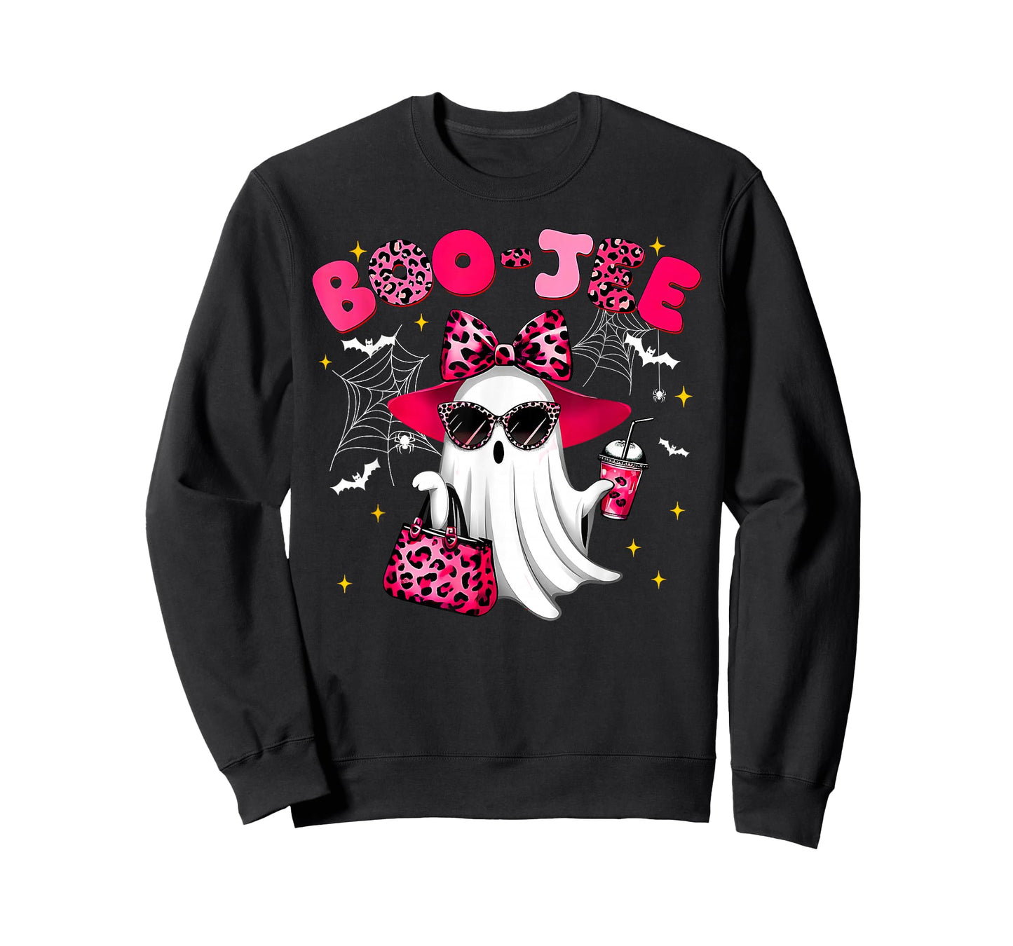 Cute Boo JEE Ghost Halloween Pink Leopard Bow Ghost T-Shirt
