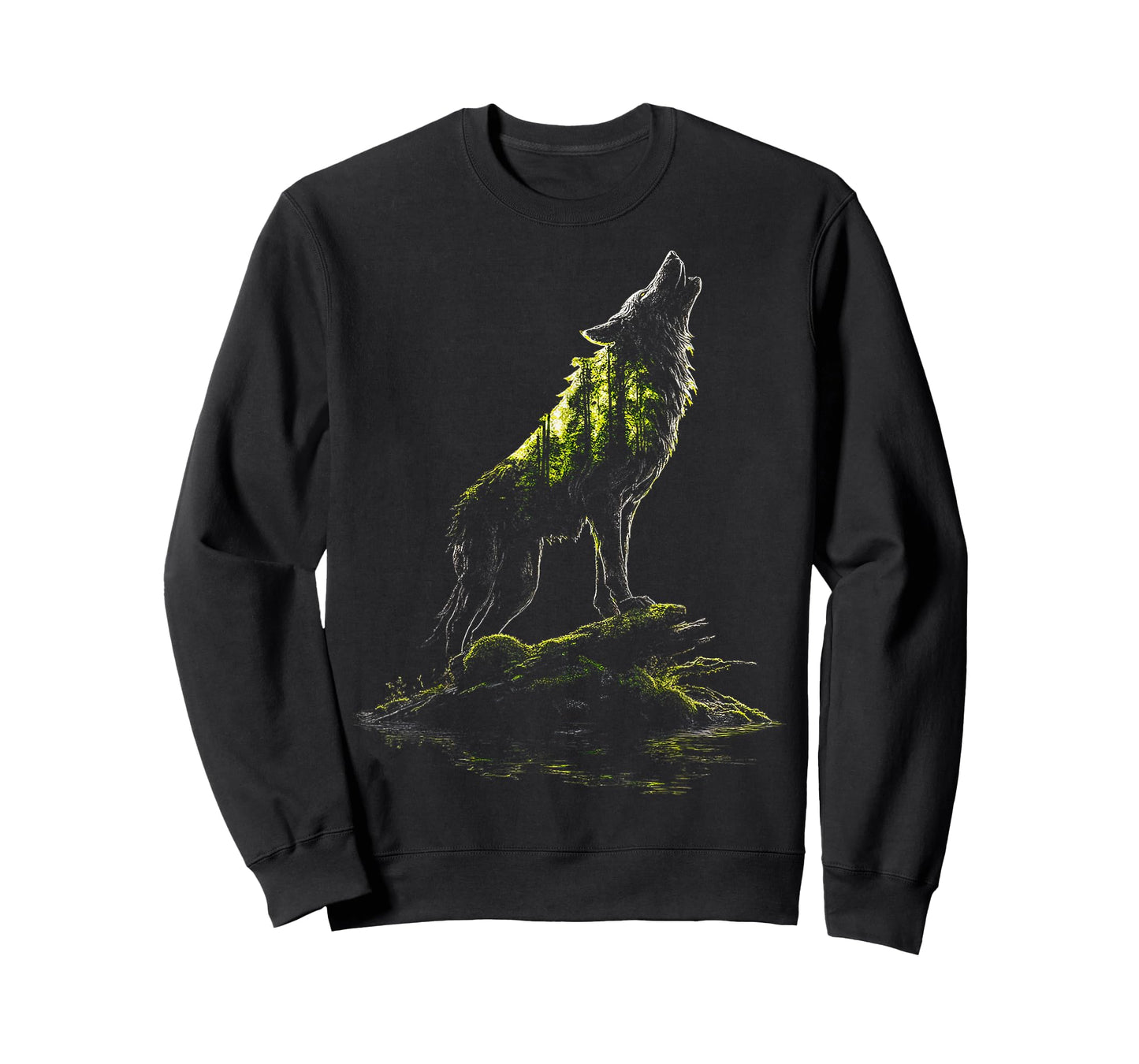 Wolf Wildlife Drawing Nature Plants Art Animal Graphic Wolf T-Shirt