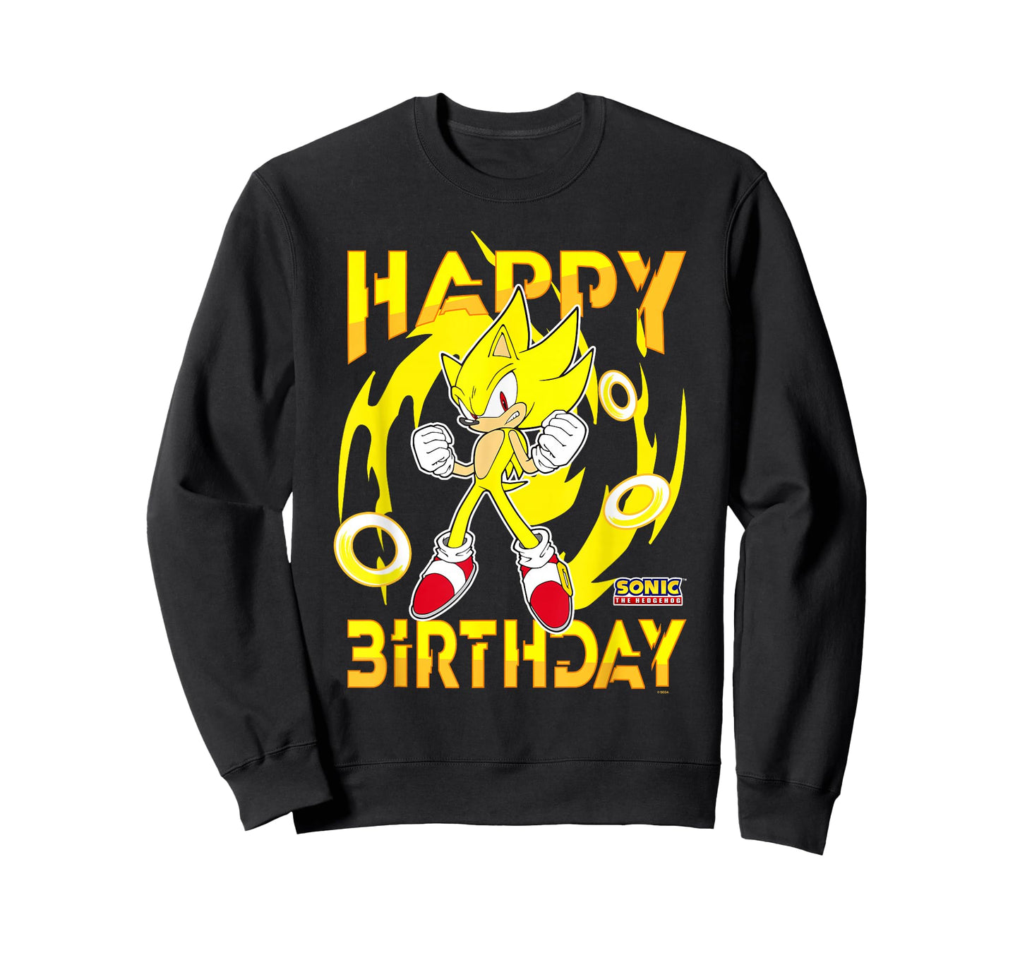 Sonic The Hedgehog Happy Birthday Super Sonic Chest Poster T-Shirt