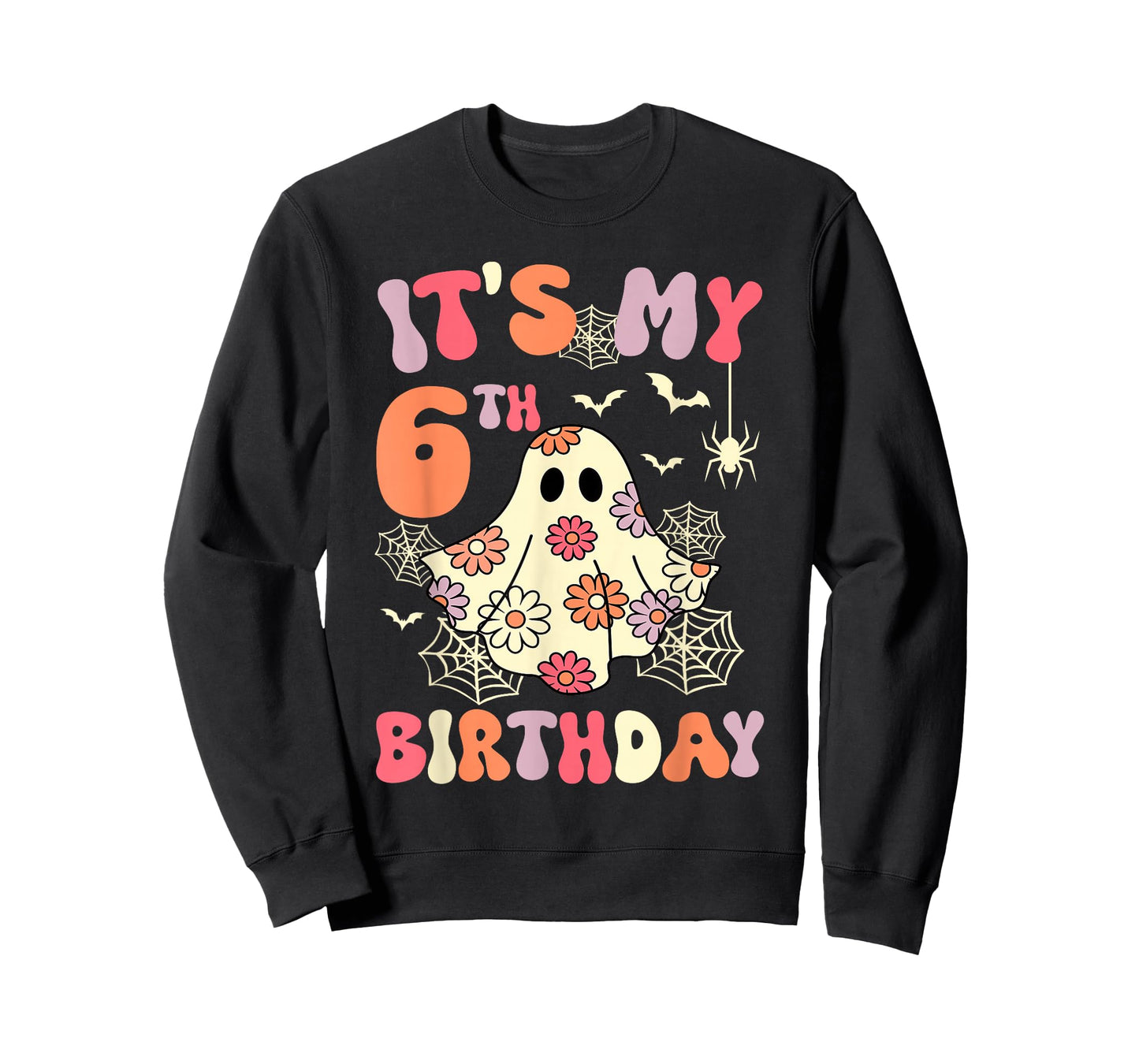 It's My 6th Birthday Halloween Ghost 6 Years Old Kids Girls T-Shirt