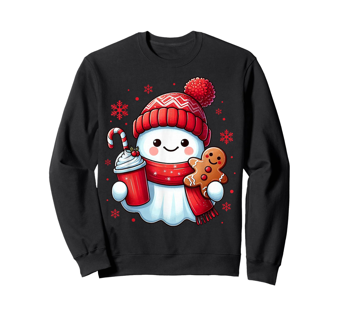 Cute Ghost Christmas Gingerbread Funny Xmas for Girl Kids T-Shirt