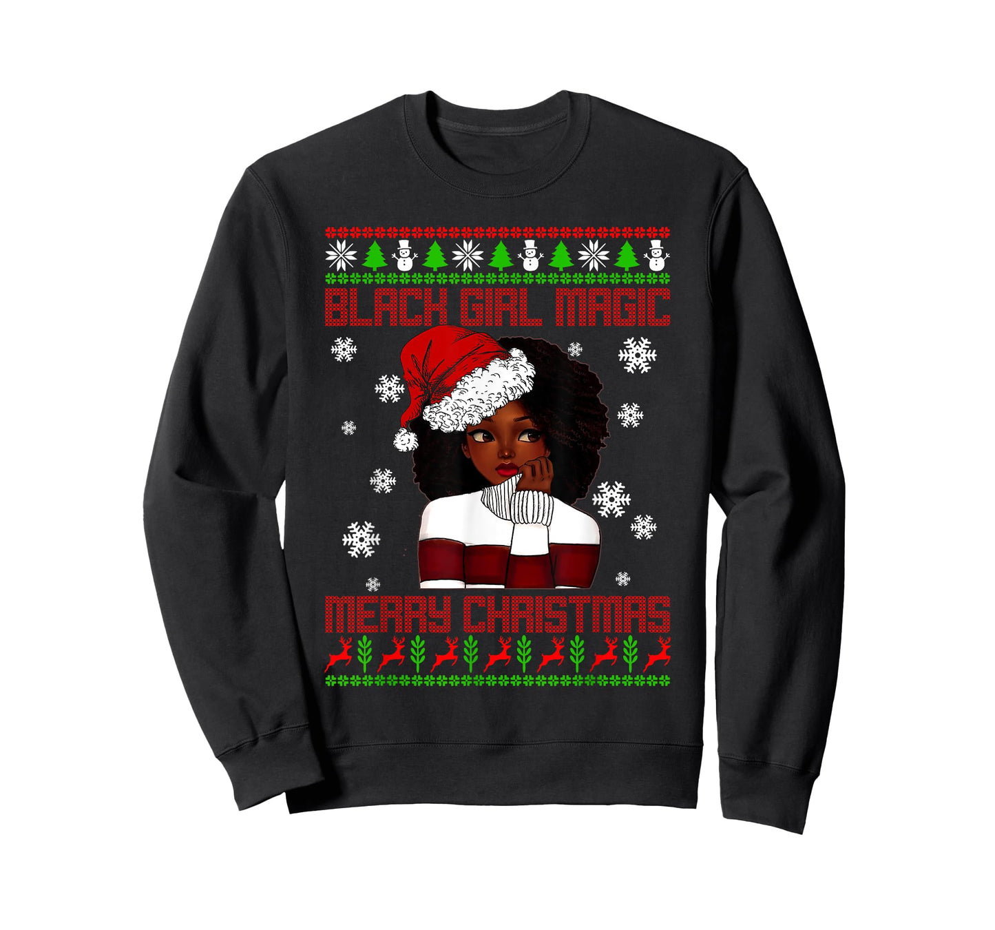 Black Girl Magic Ugly Christmas African American Woman Xmas T-Shirt