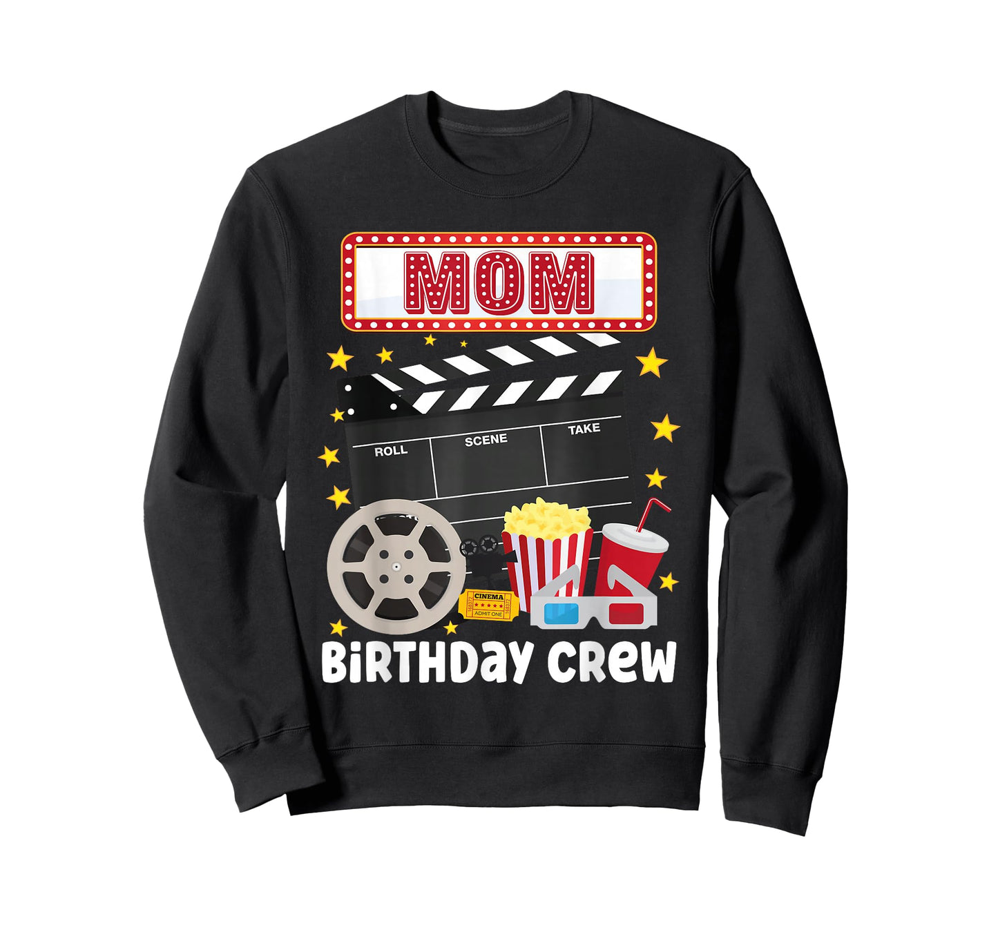 Mom Birthday Crew Movie Night Theme Matching Party T-Shirt