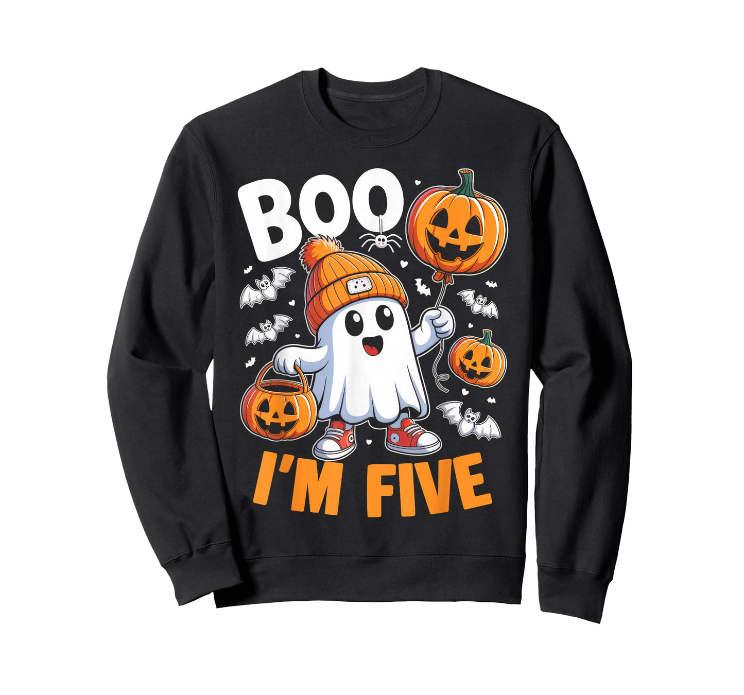 Boo I'm Five Ghost 5th Birthday Halloween Boy Kids Groovy T-Shirt
