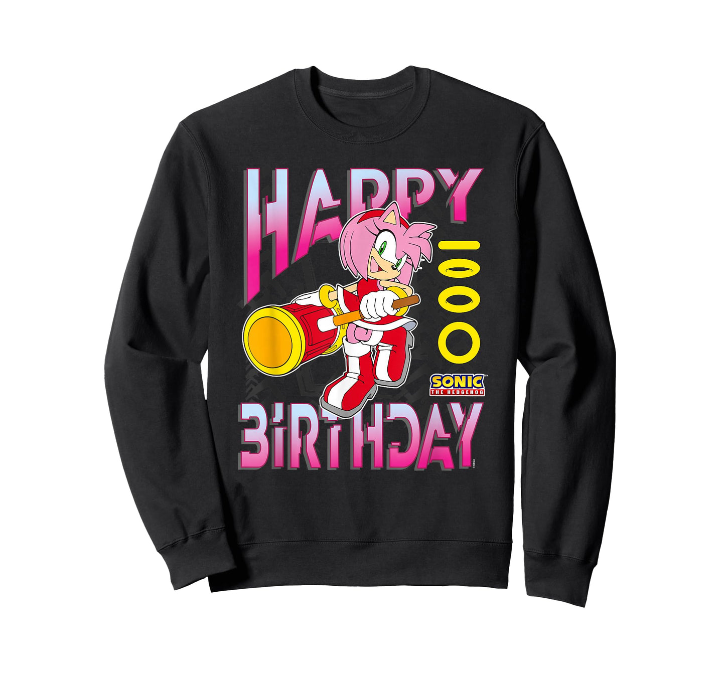 Sonic The Hedgehog Happy Birthday Amy Grid Chest Poster T-Shirt