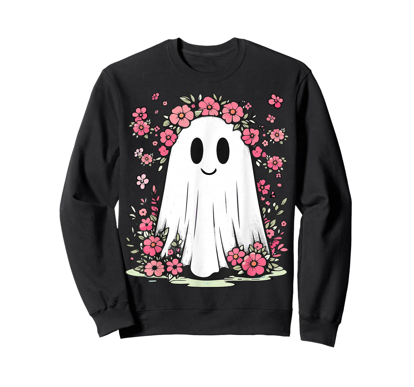 Floral Ghost Halloween Girls Cute Spooky Halloween Ghost T-Shirt