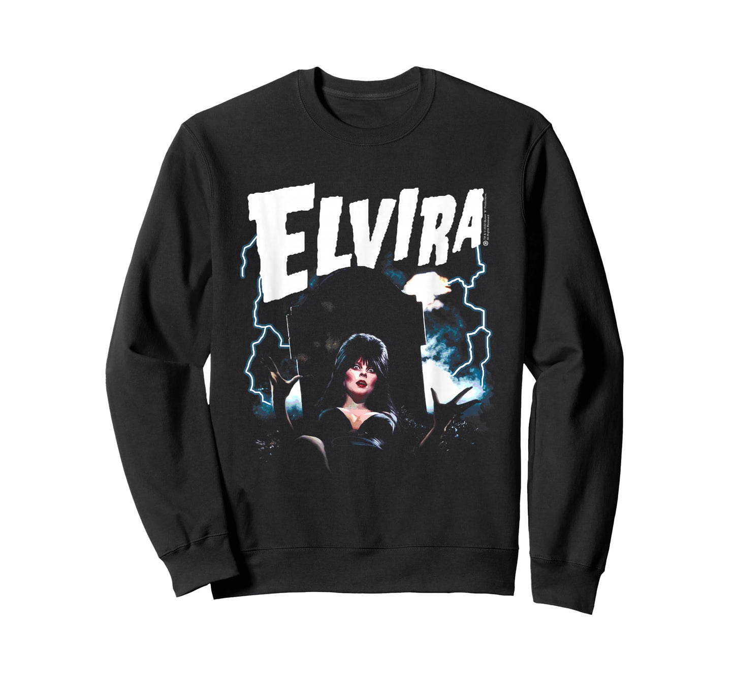 Elvira, Mistress of The Dark Grave and Lightning T-Shirt Small