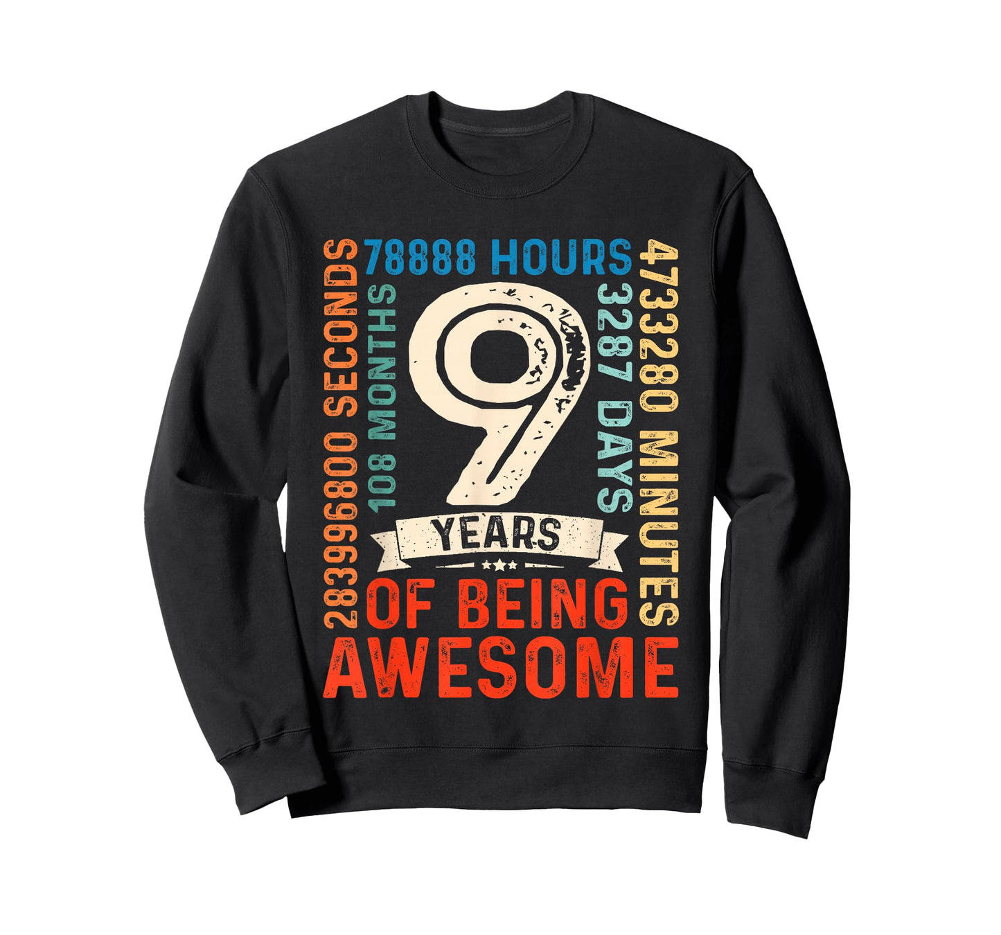 Nine 9yr Vintage 9th Birthday 9 Years Old Retro 108 Months T-Shirt