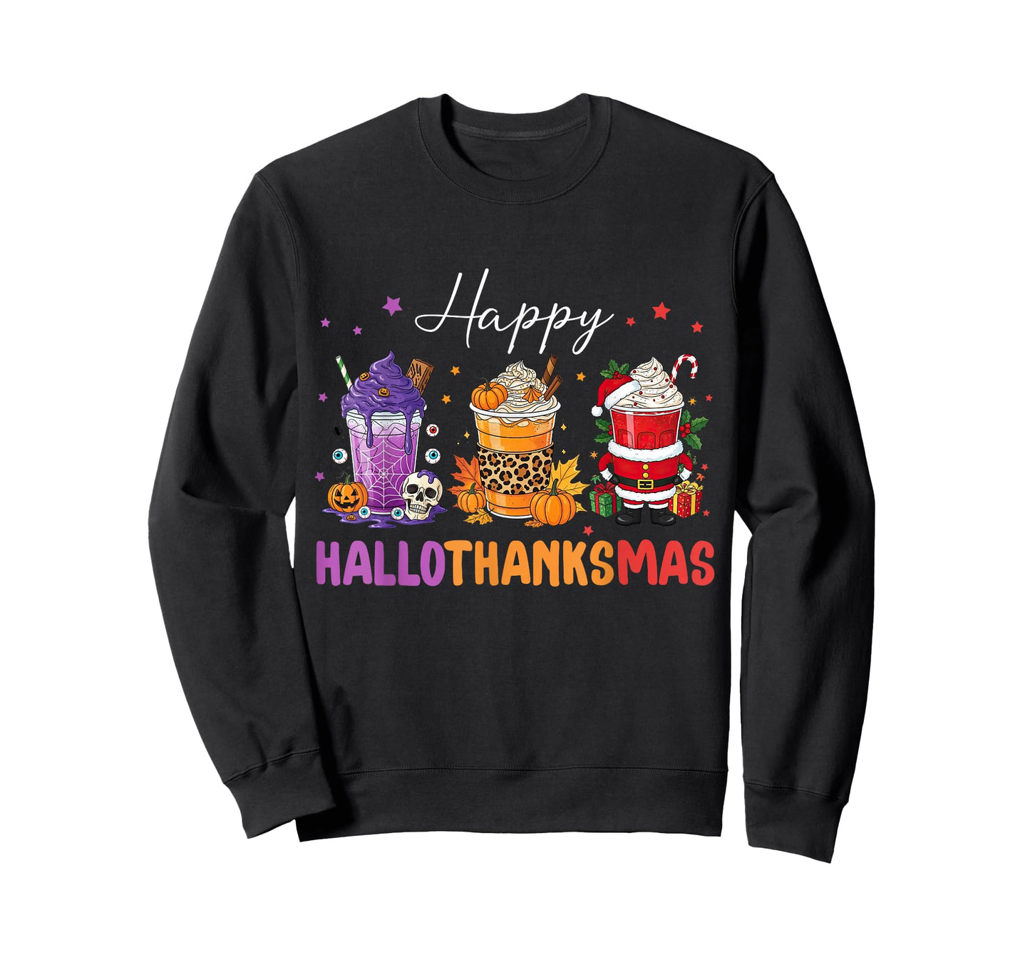 Happy HalloThanksMas Halloween Thanksgiving Christmas Coffee T-Shirt
