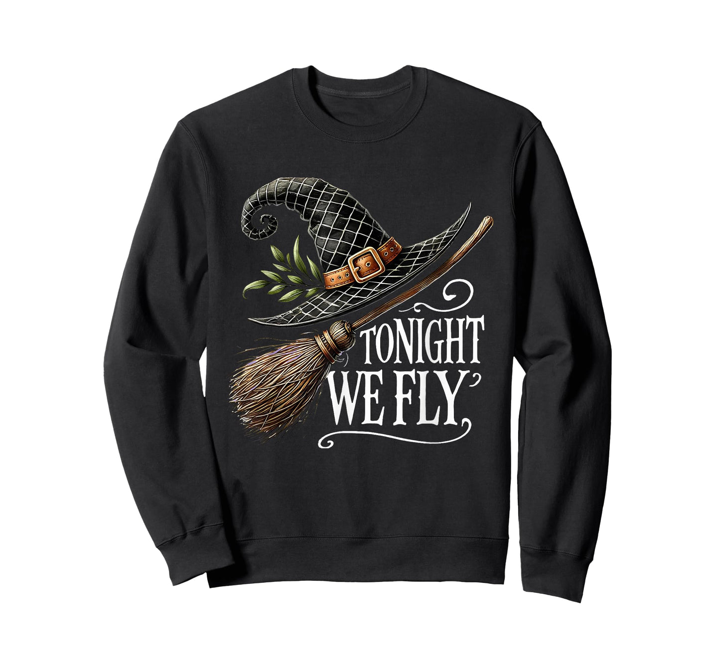 Tonight We Fly Halloween Witch Hat and Broom Salem Witch T-Shirt