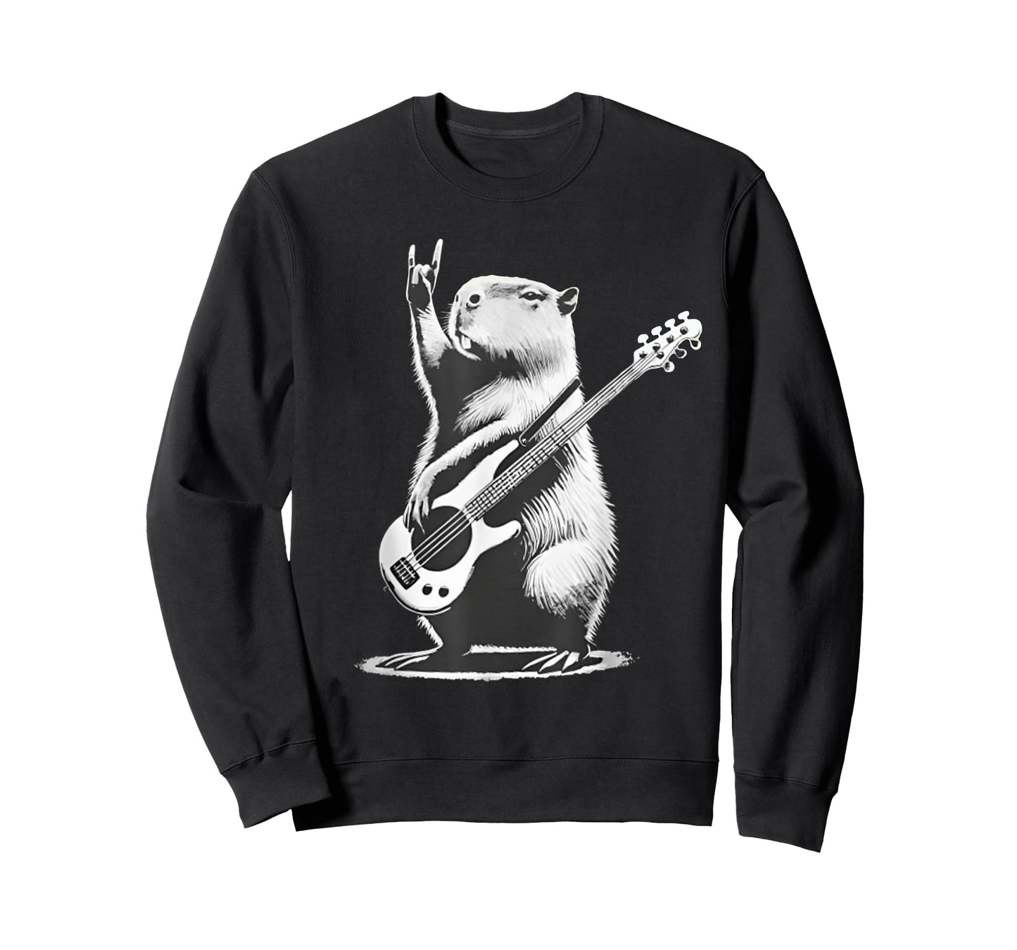 Vintage Capybara Playing Guitar Retro Capybara Rock Music T-Shirt