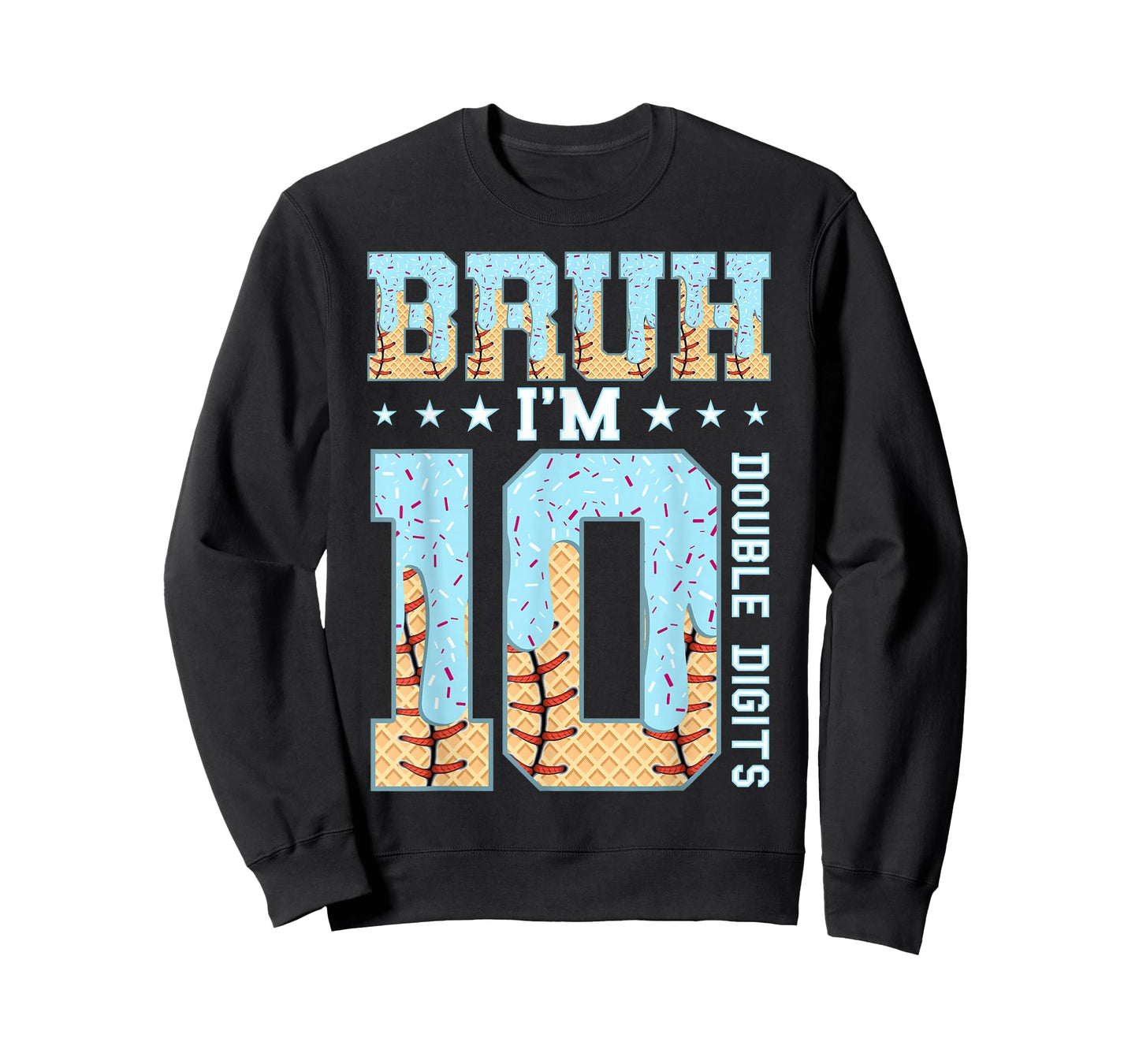 10th Birthday Boy Ice Cream Baseball Drip 10 Year Old Boys T-Shirt