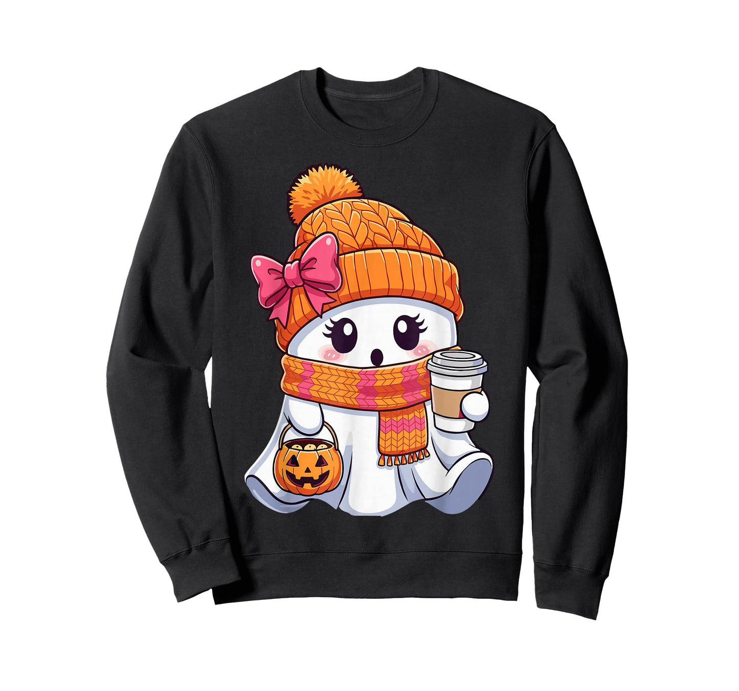 Cute Halloween Ghost Coffee Autumn Pumpkin T-Shirt
